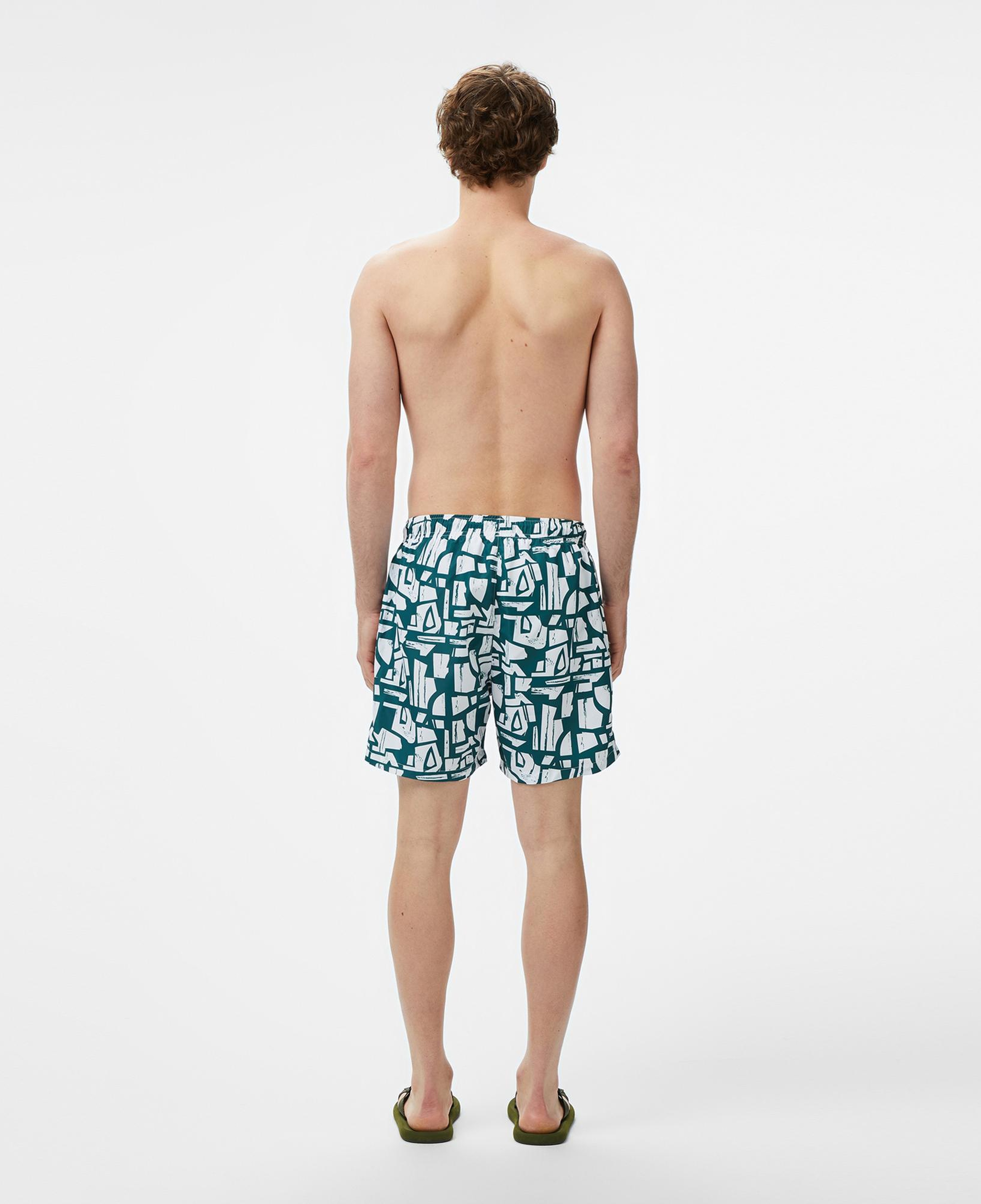 Nautica Erkek Yeşil Regular Fit Desenli Deniz Şortu