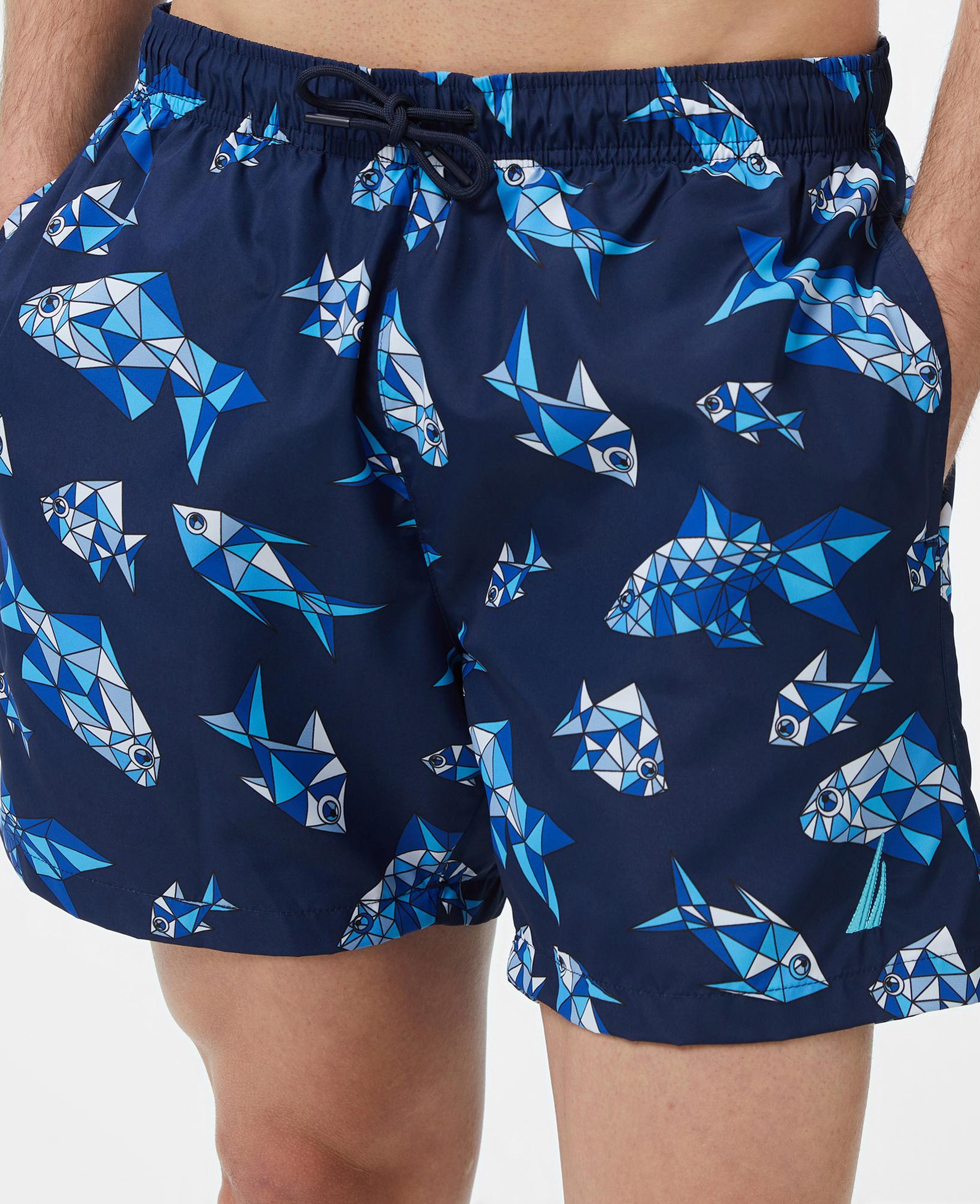 Nautica Erkek Lacivert Regular Fit Desenli Deniz Şortu