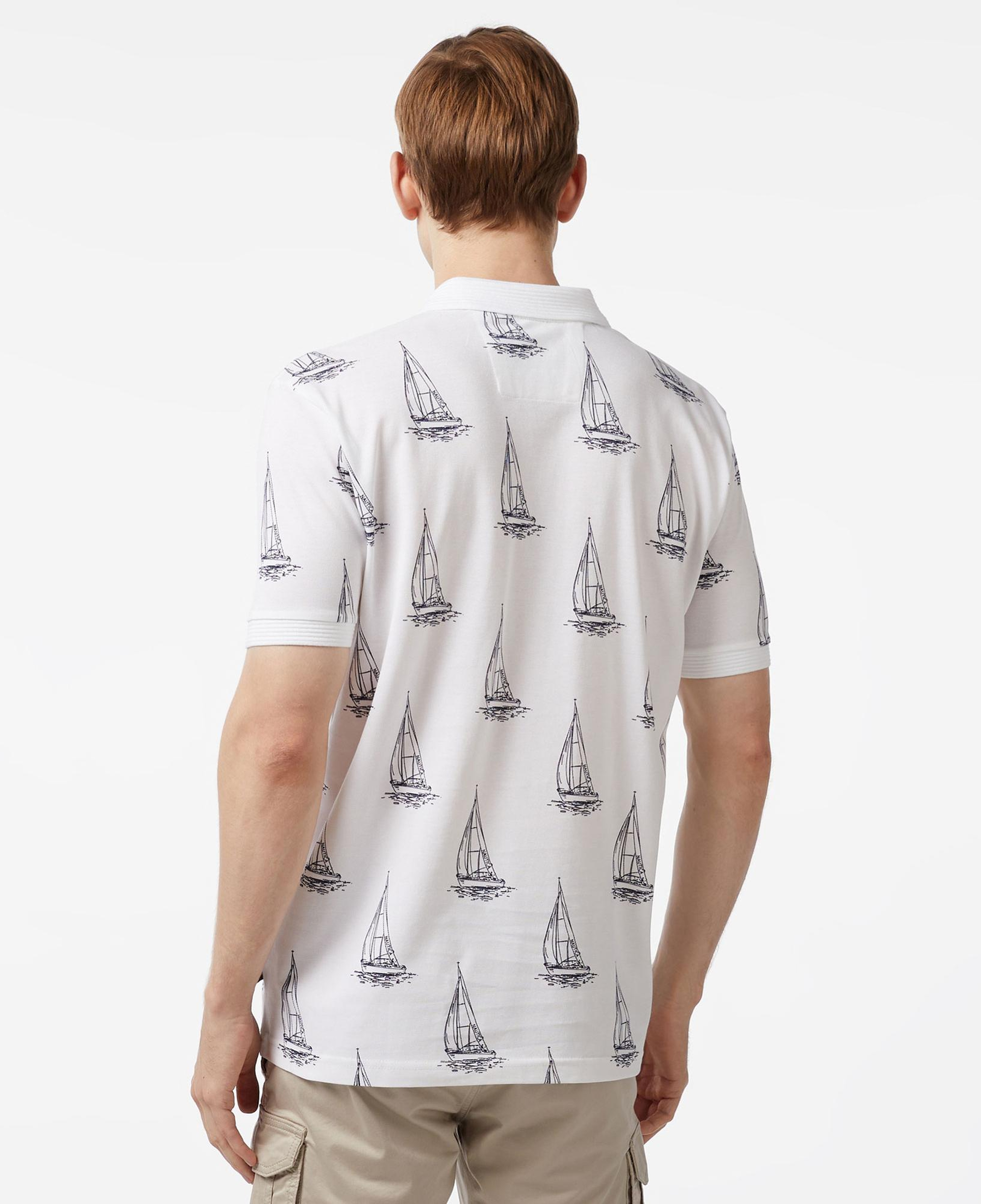Nautica Erkek Beyaz Classic Fit Kısa Kollu Desenli Polo Yaka T-Shirt