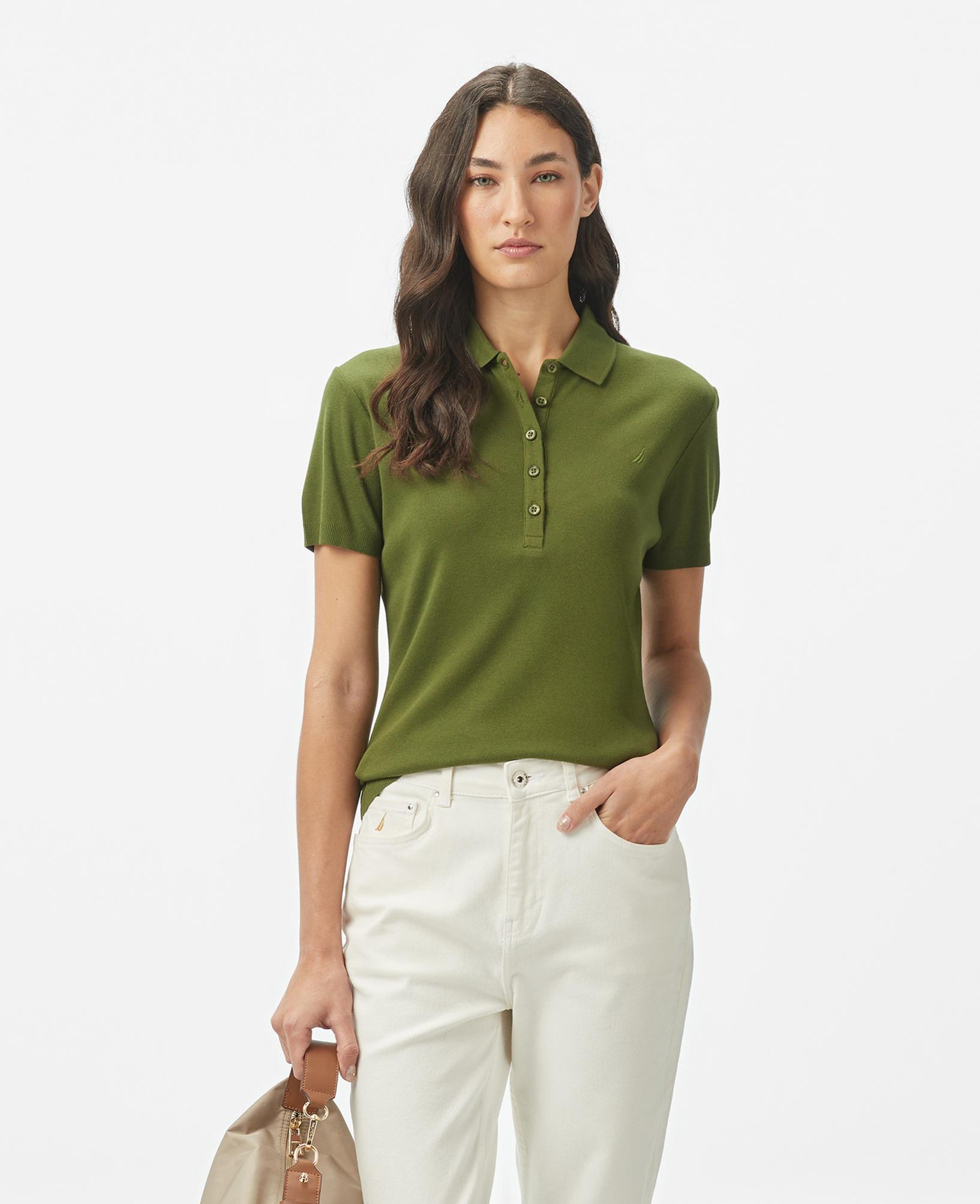 Nautica Kadın Yeşil Regular Fit Polo Yaka T-Shirt