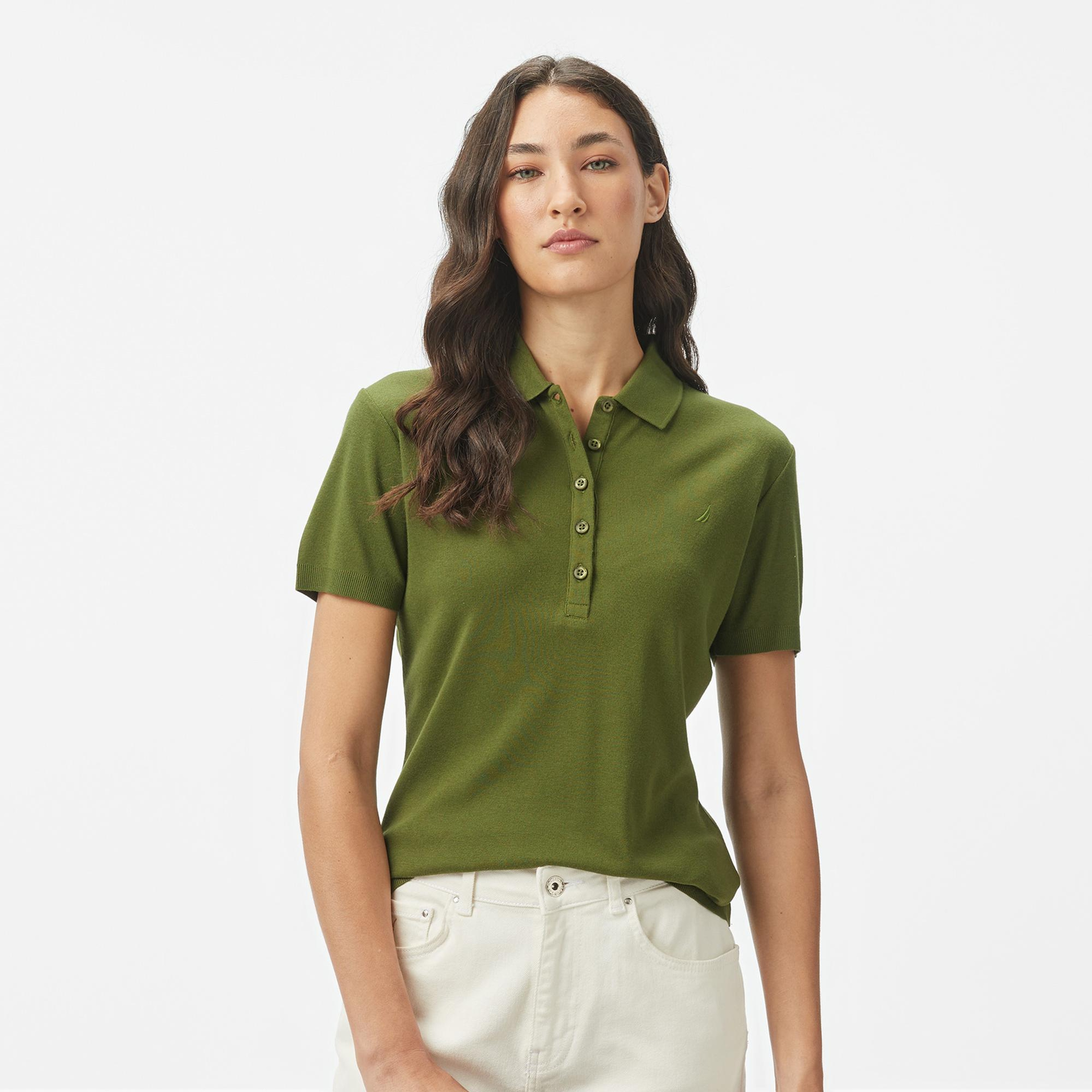 Nautica Kadın Yeşil Regular Fit Polo Yaka T-Shirt