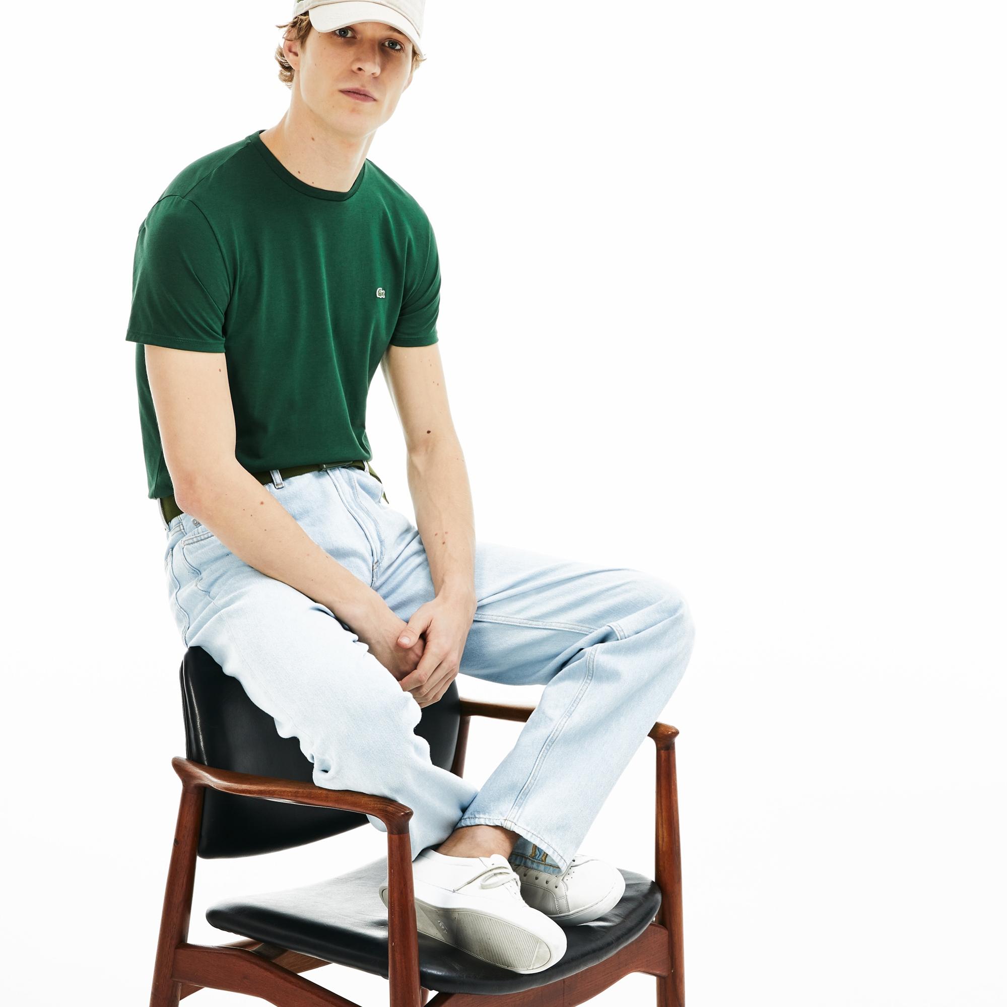 Lacoste Erkek Slim Fit Bisiklet Yaka Koyu Yeşil T-Shirt