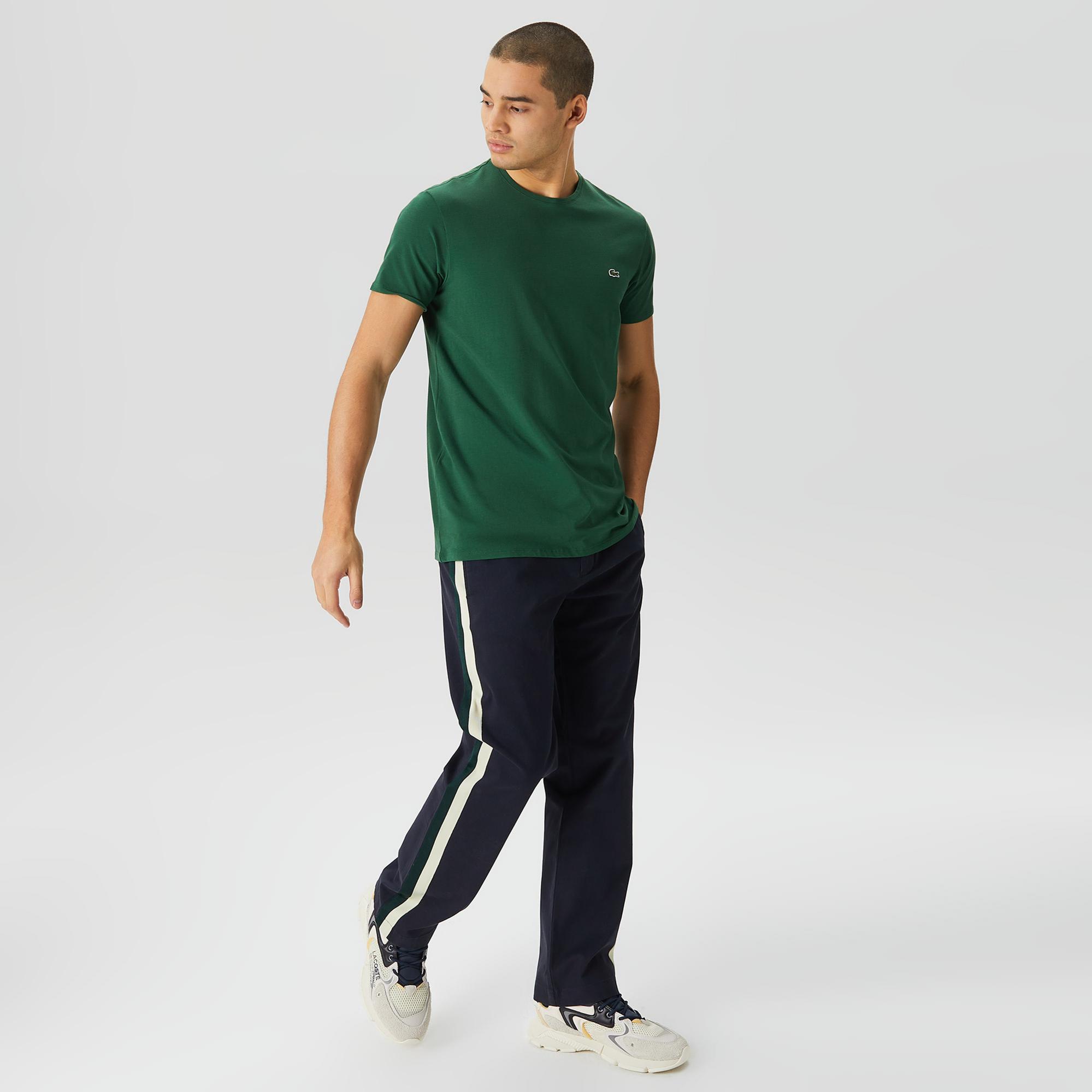 Lacoste Erkek Slim Fit Bisiklet Yaka Koyu Yeşil T-Shirt