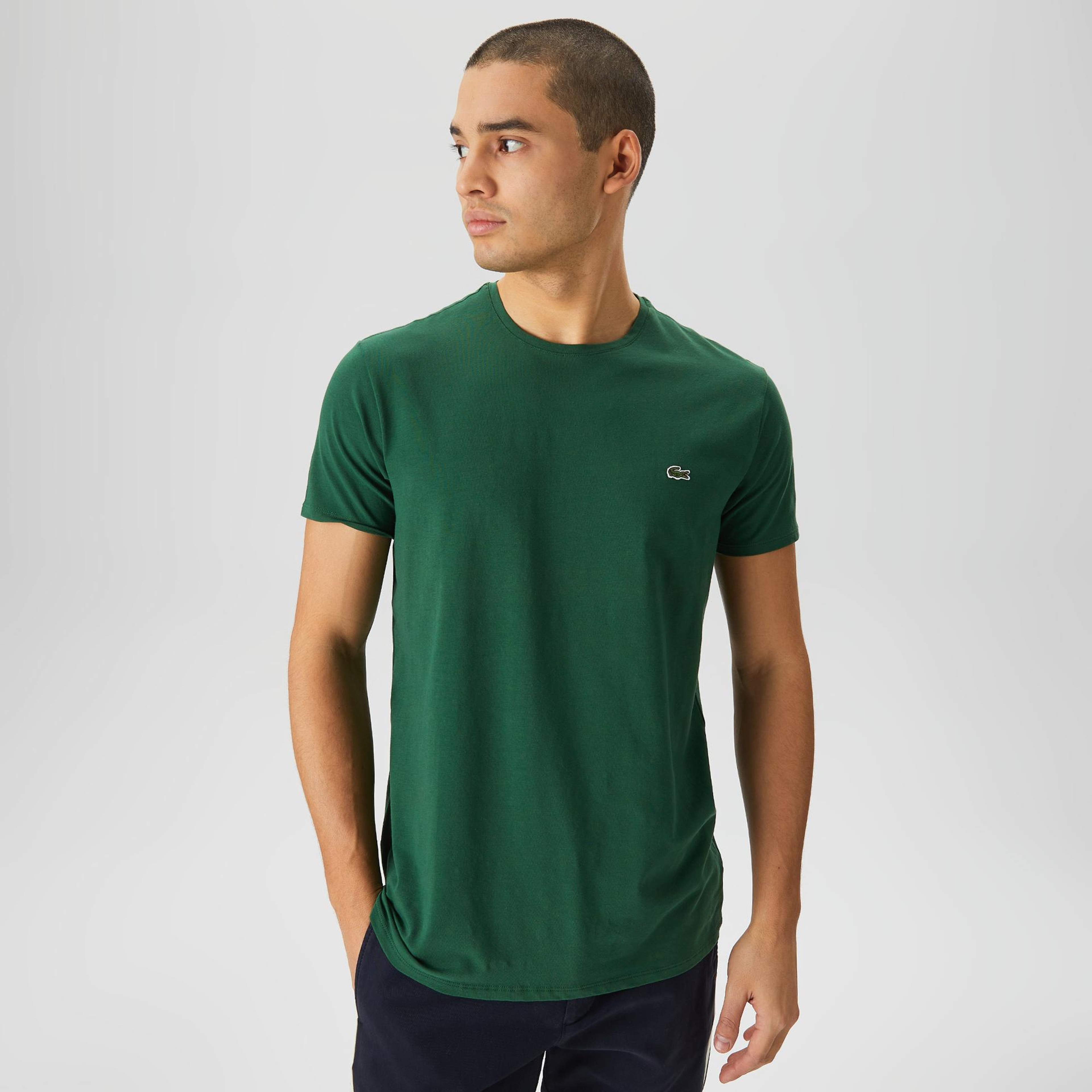 Lacoste Erkek Slim Fit Bisiklet Yaka Koyu Yeşil T-Shirt