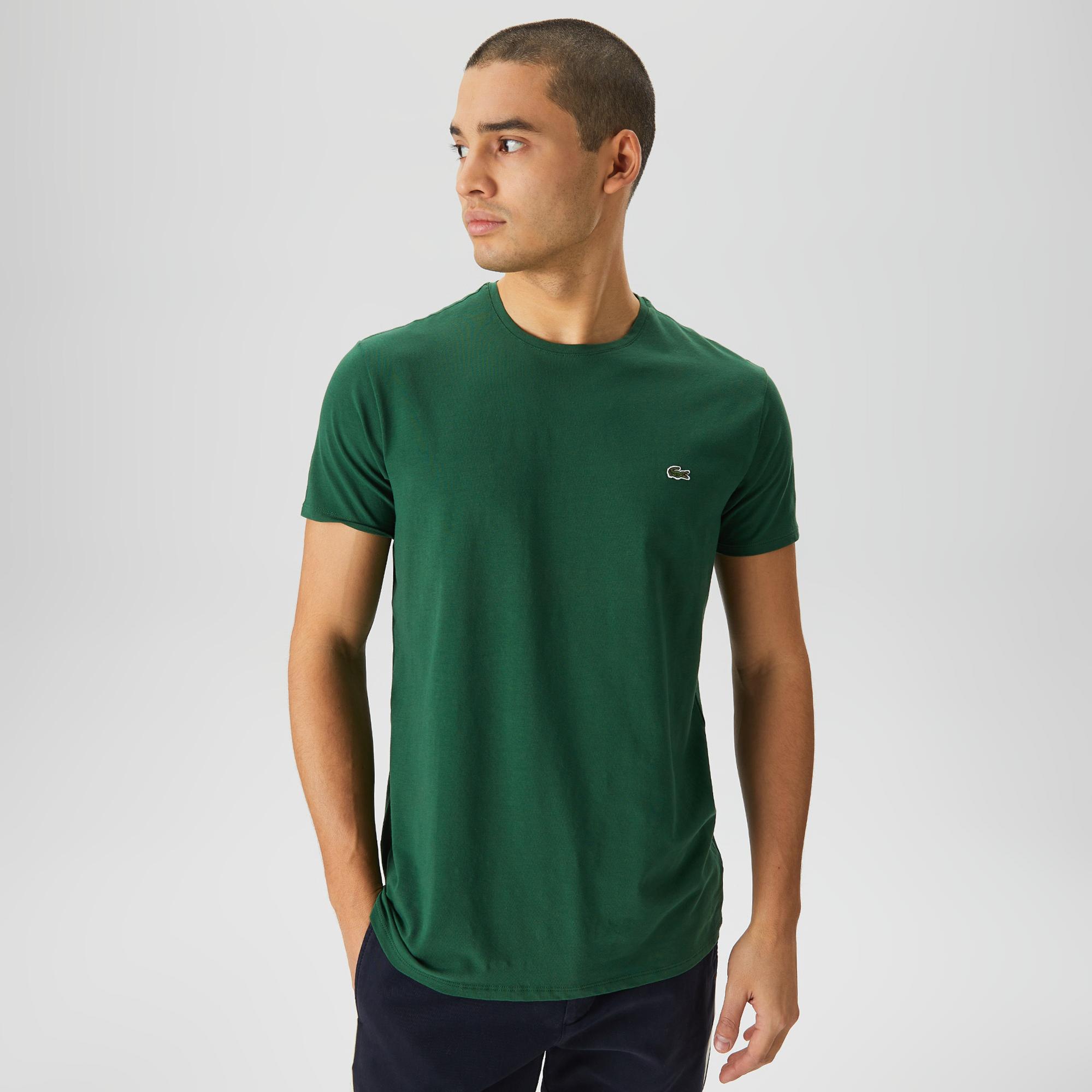Lacoste Erkek Slim Fit Bisiklet Yaka Koyu Yeşil T-Shirt