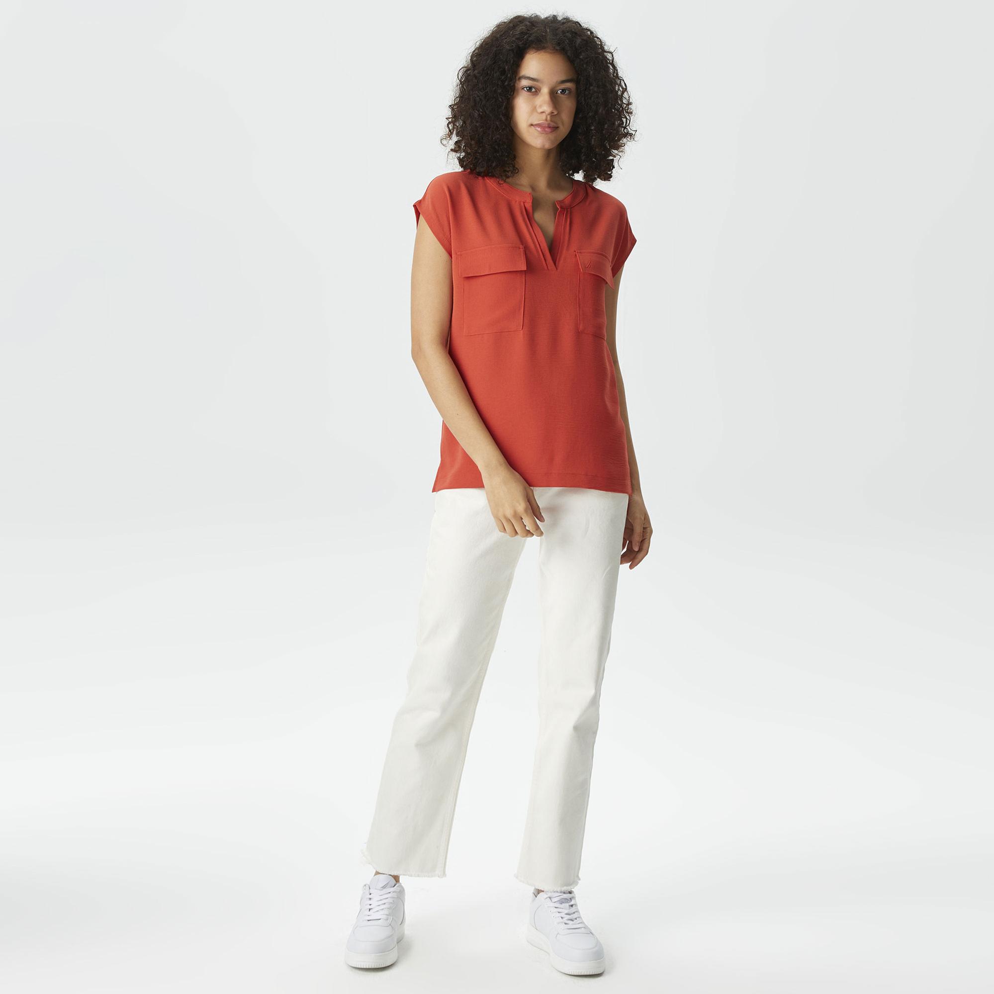 Nautica Kadın Kırmızı Relaxed Fit Bluz