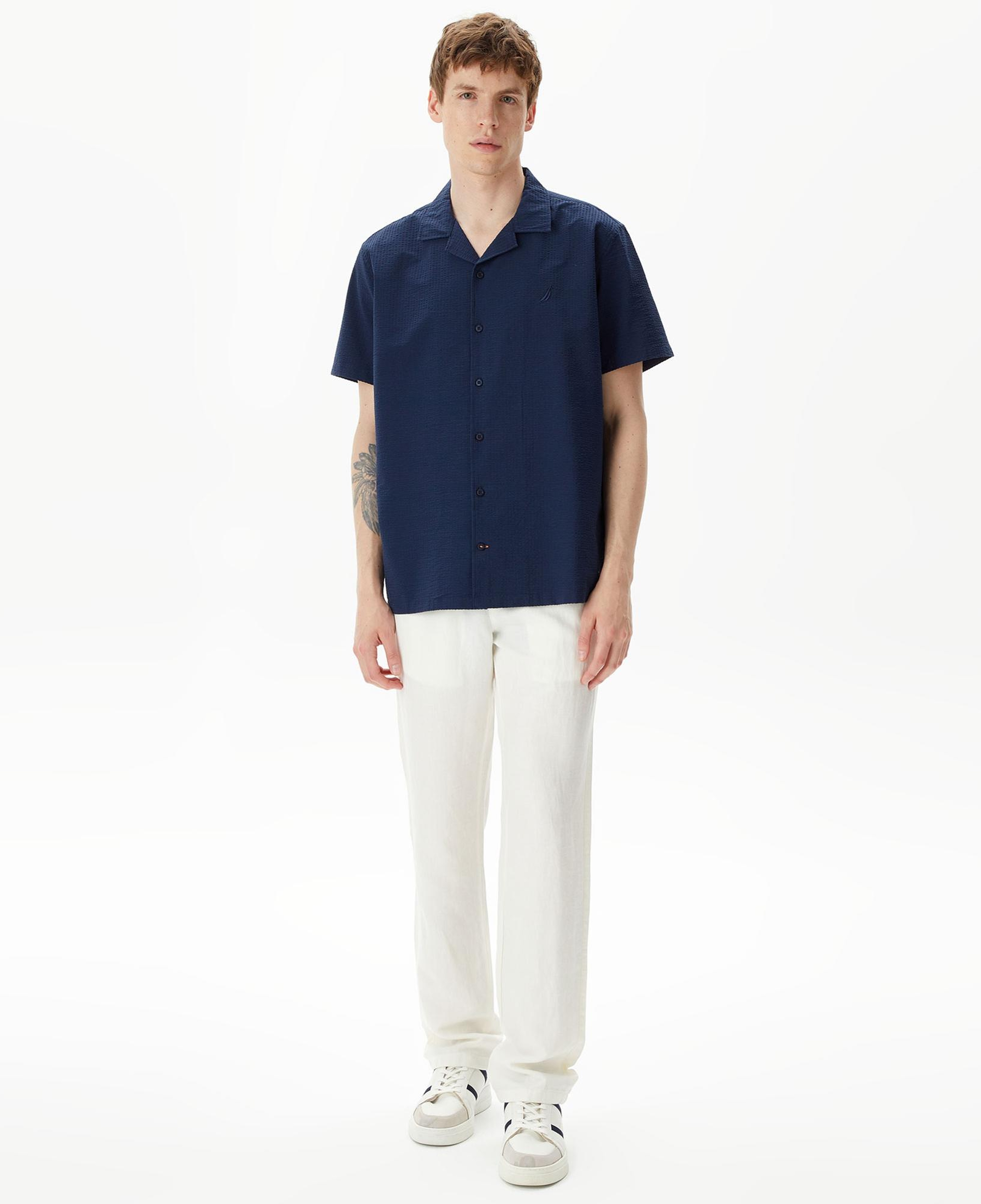 Nautica Erkek Lacivert Classic Fit Kısa Kollu Gömlek