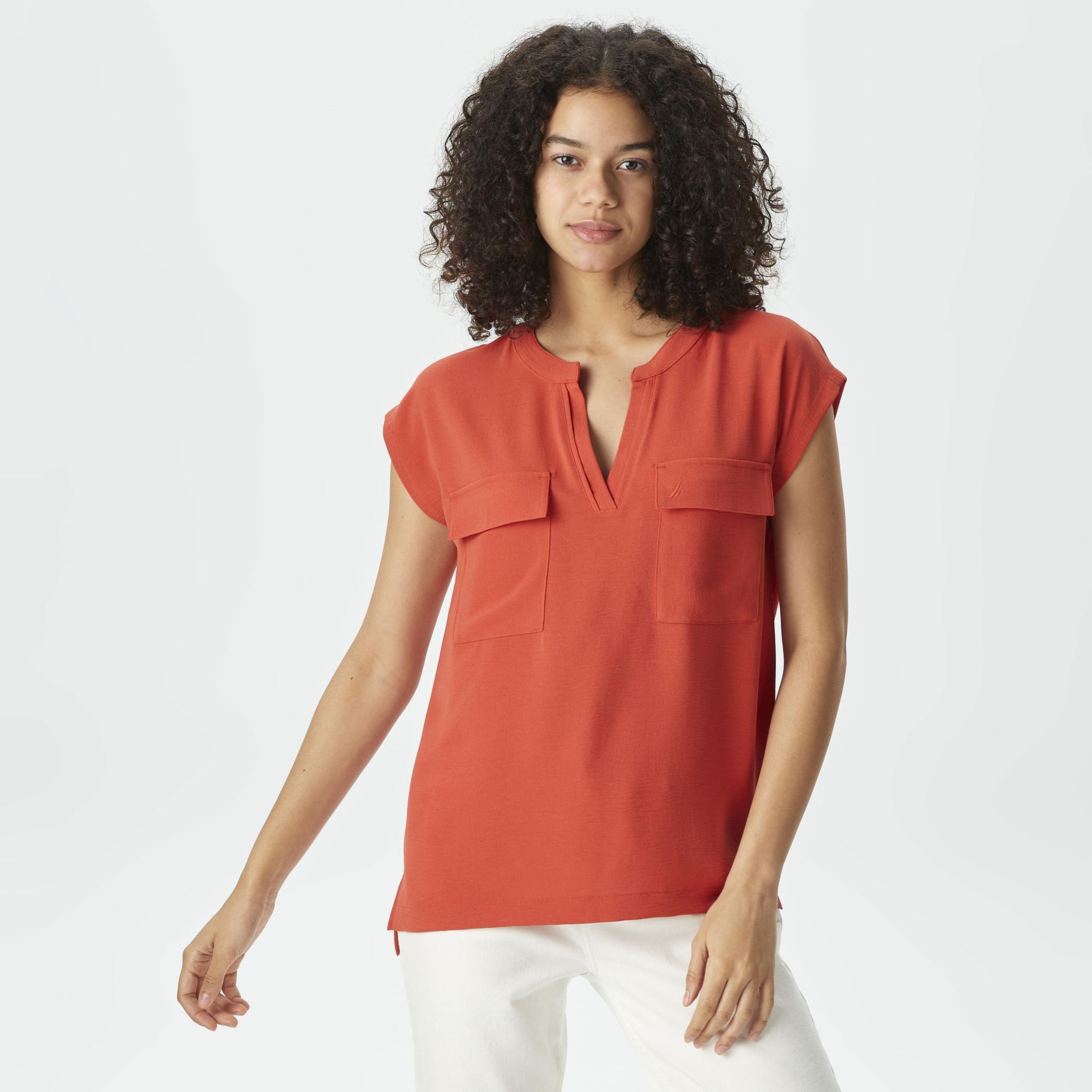 Nautica Kadın Kırmızı Relaxed Fit Bluz