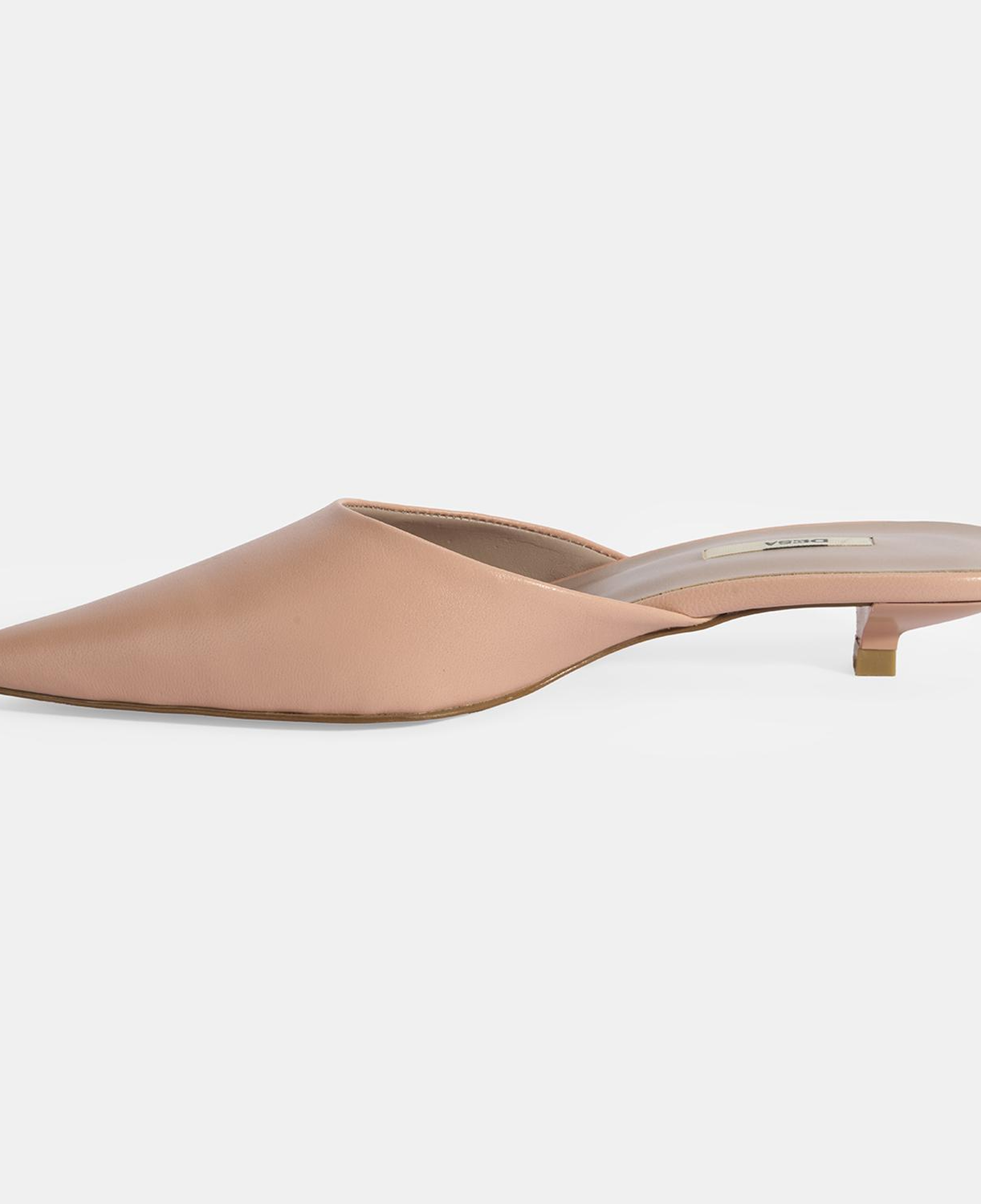 Kadın Pudra Topuklu Deri Terlik