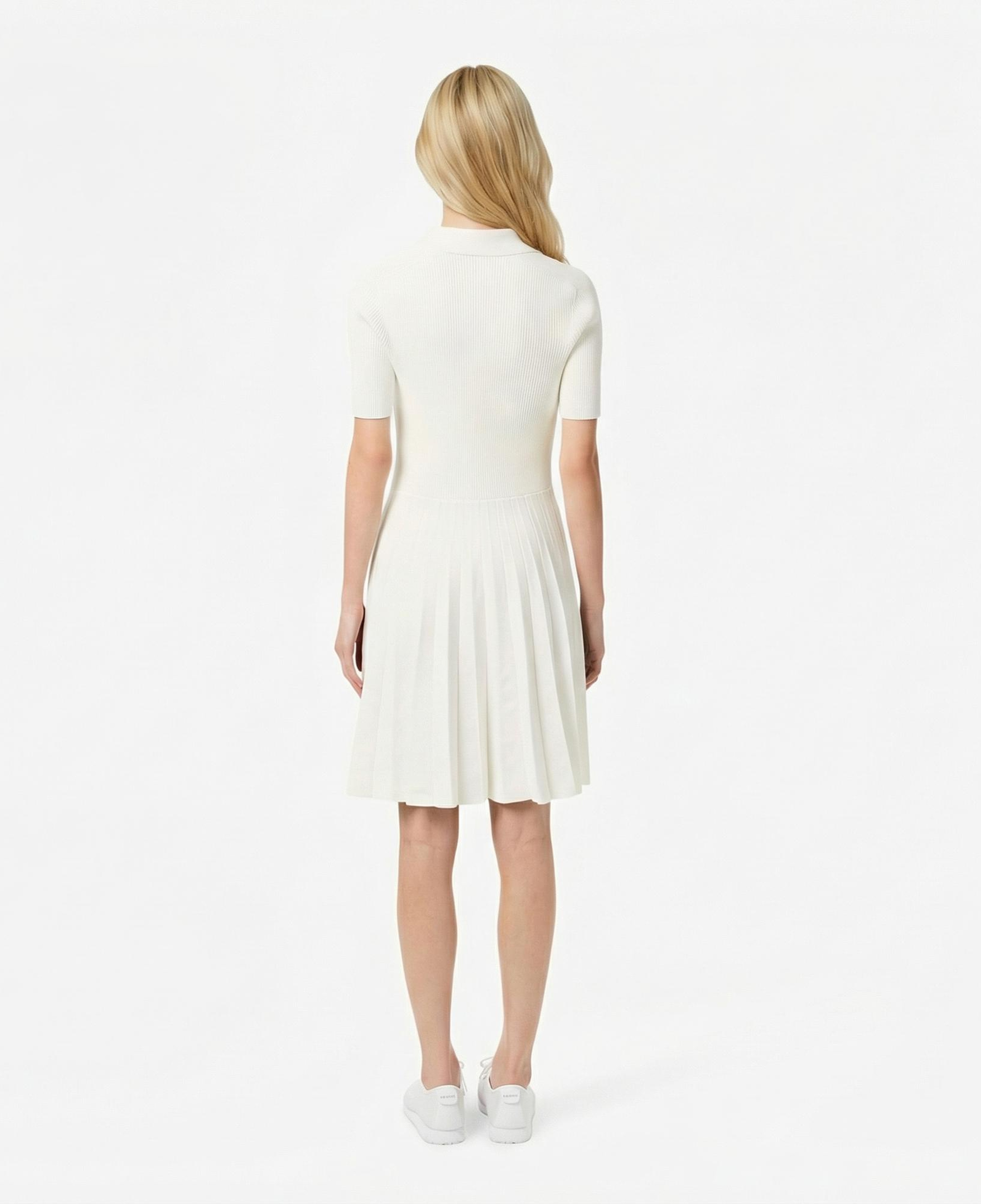 Lacoste Kadın Relaxed Fit Kısa Kollu Polo Yaka Beyaz Elbise