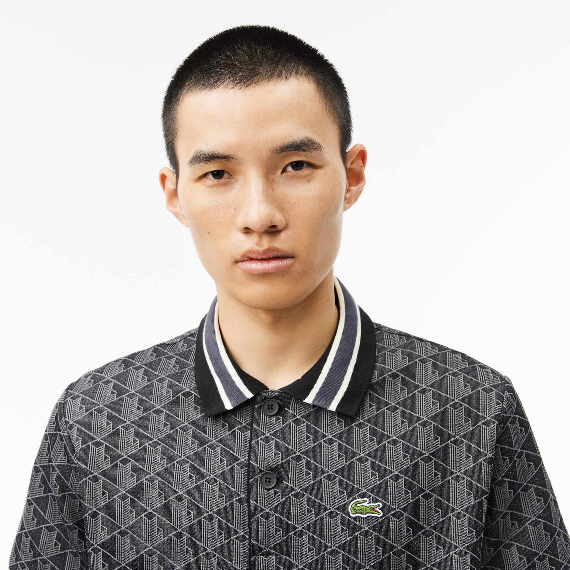 Lacoste Erkek Classic Fit Monogram Siyah Polo