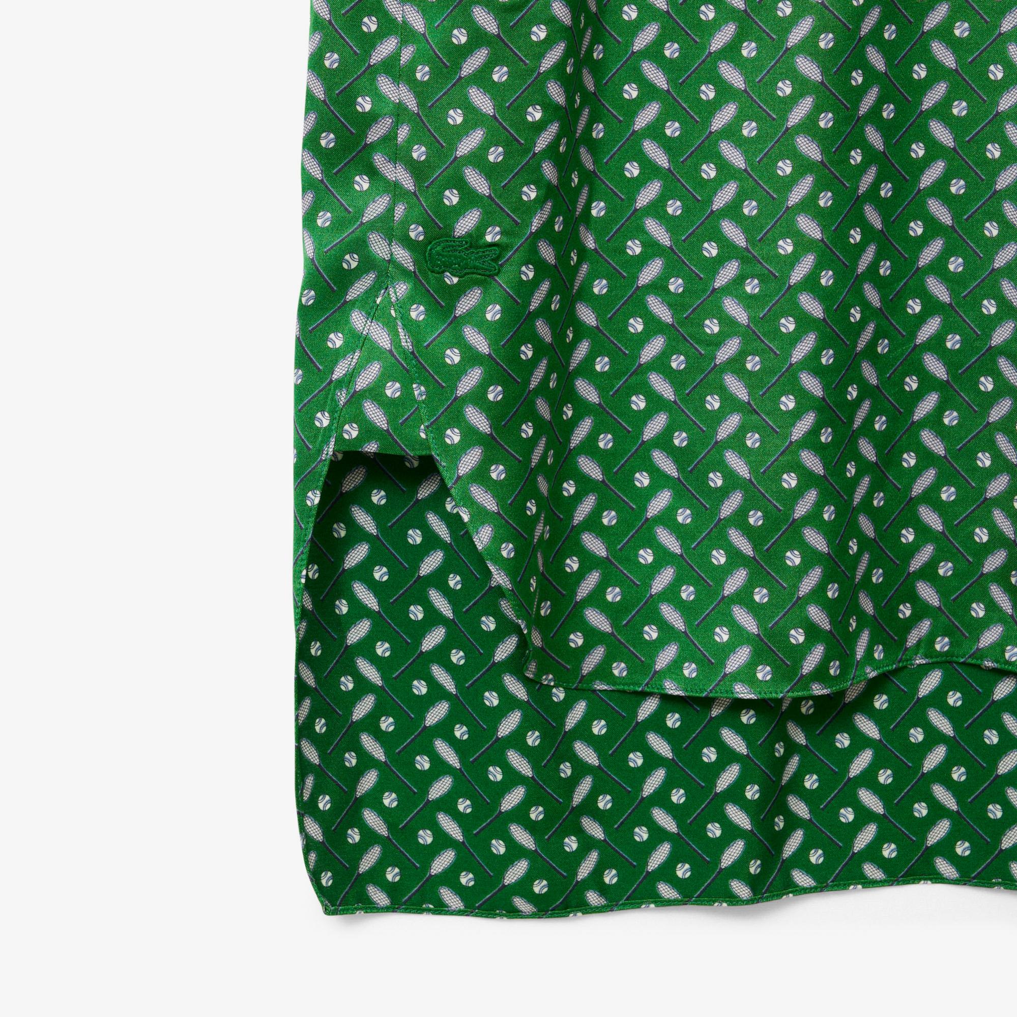 Lacoste Runway Kadın Dik Yaka Desenli Yeşil Elbise