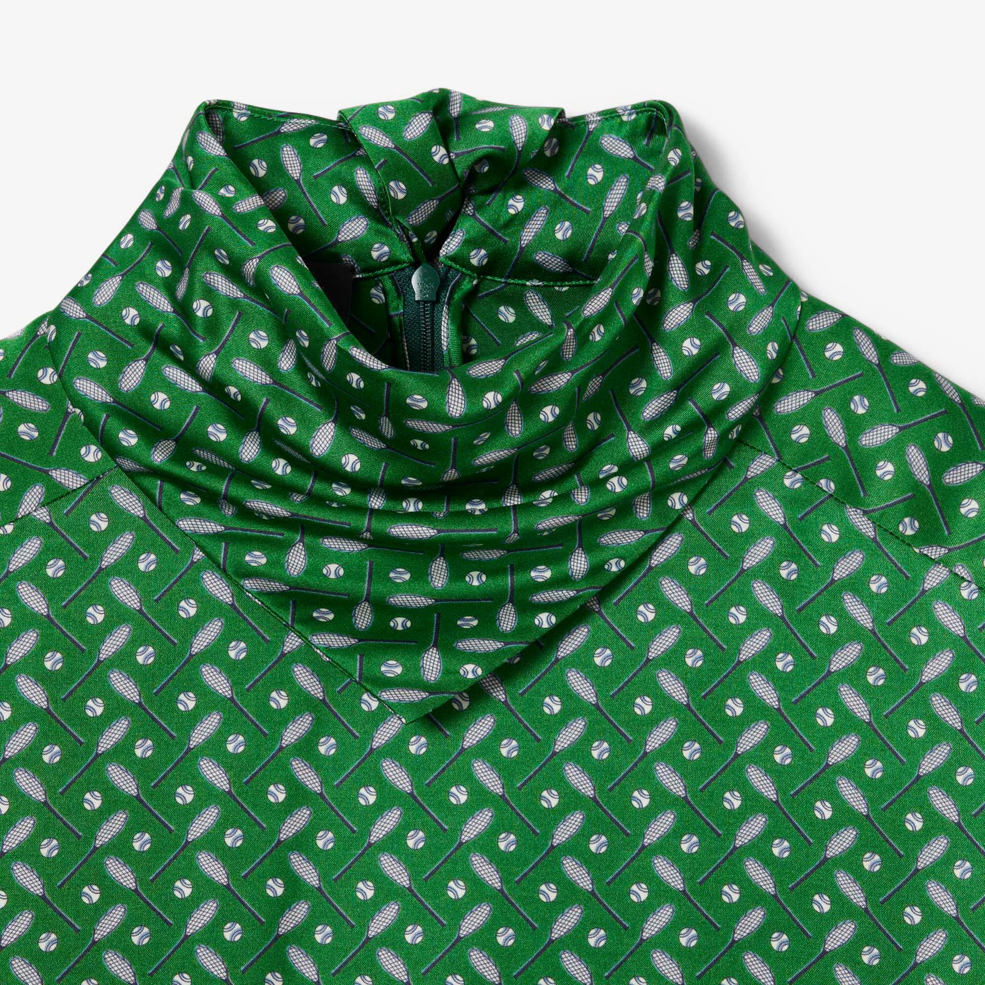 Lacoste Runway Kadın Dik Yaka Desenli Yeşil Elbise