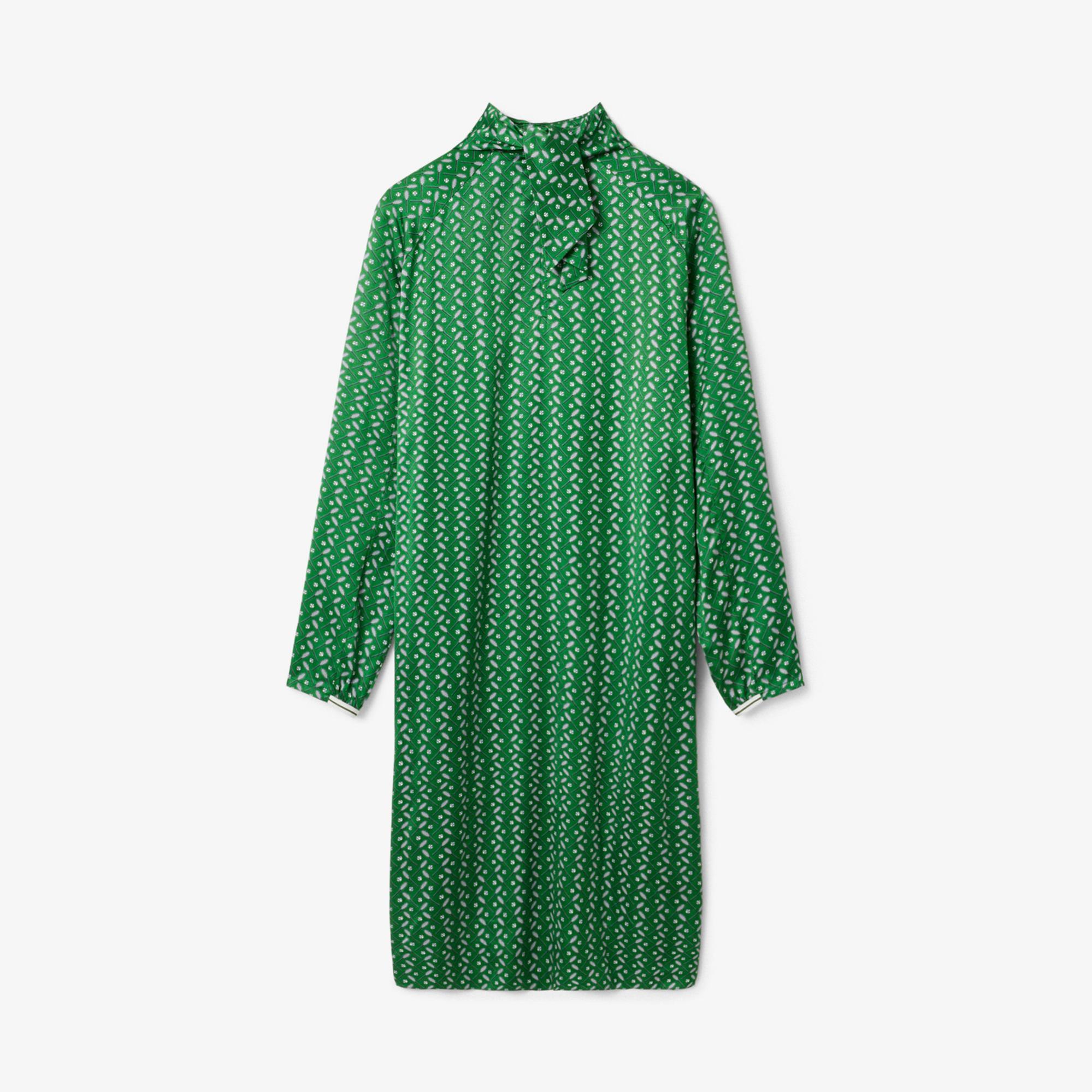 Lacoste Runway Kadın Dik Yaka Desenli Yeşil Elbise