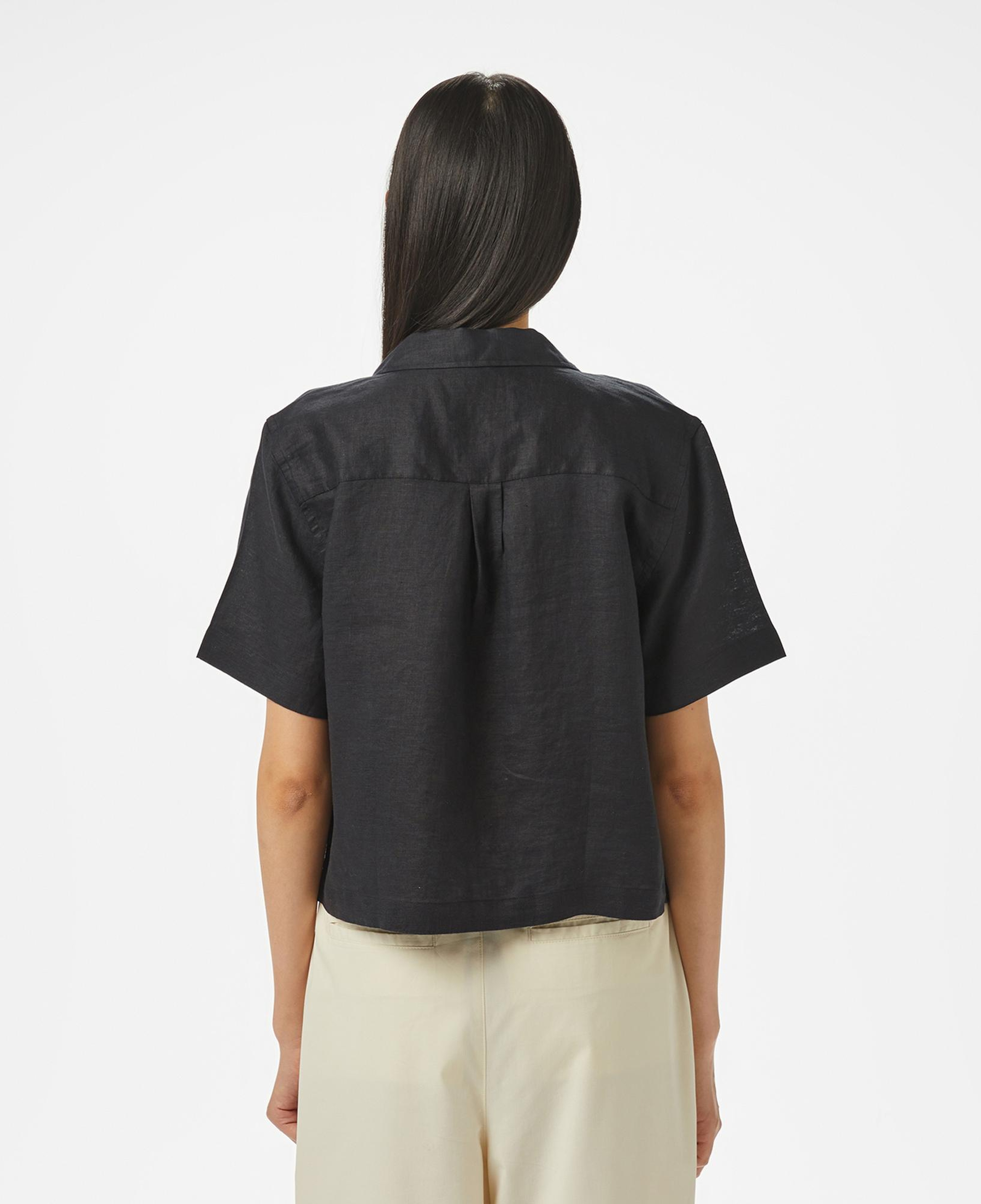 Nautica Kadın Siyah Regular Fit Keten Gömlek