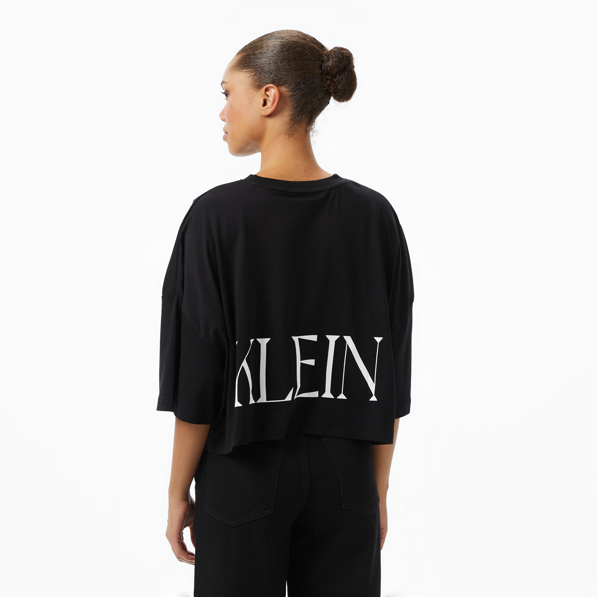 Calvin Klein Cropped Graphic Kadın Siyah Crop T-Shirt