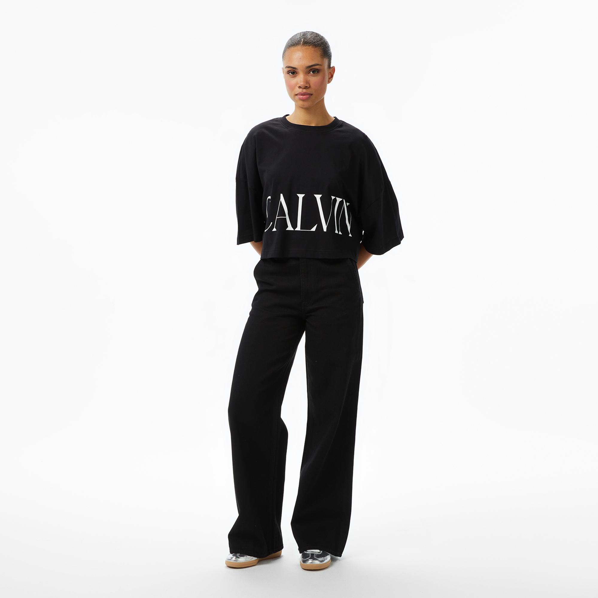 Calvin Klein Cropped Graphic Kadın Siyah Crop T-Shirt