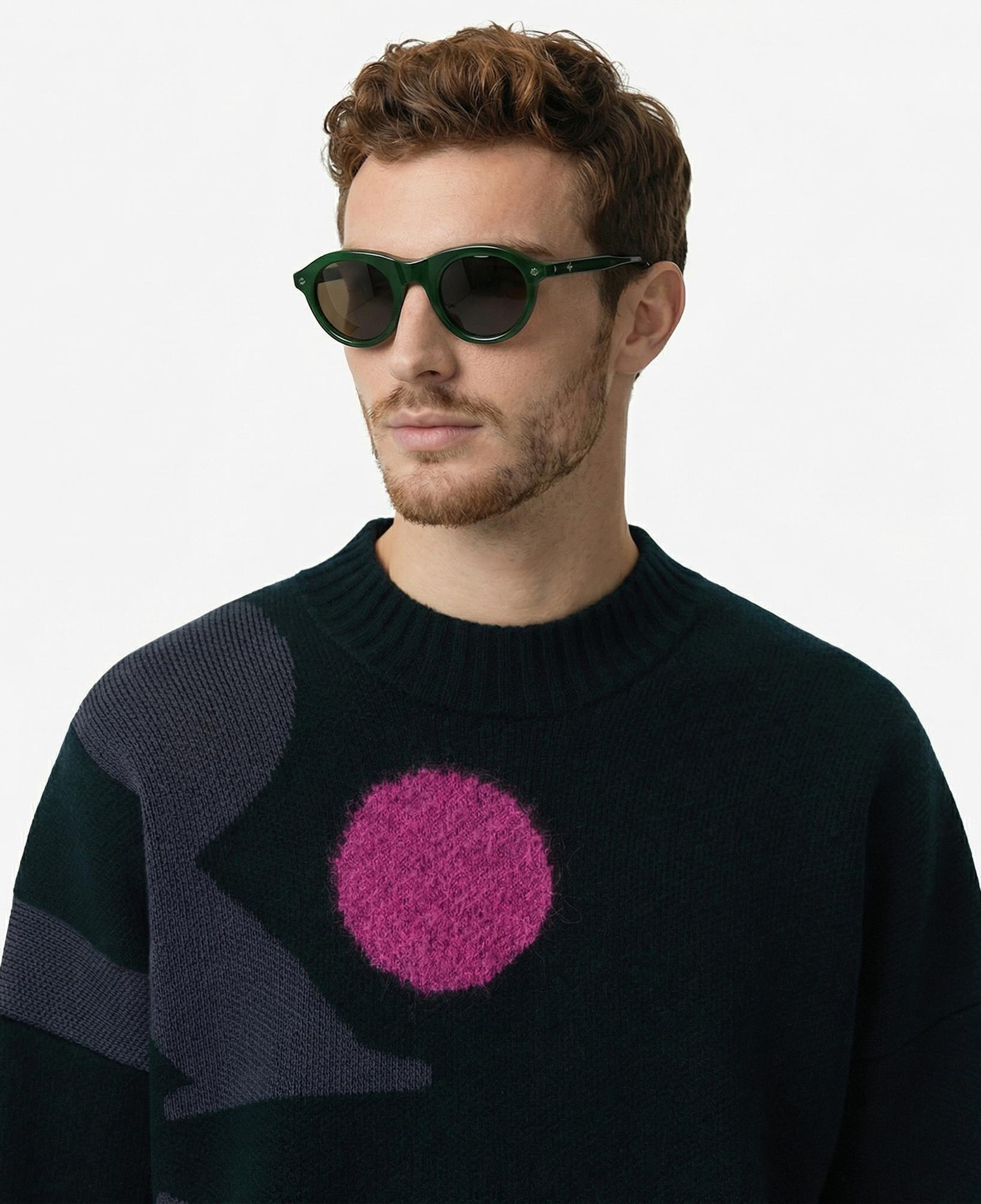 Lacoste Runway Erkek Loose Fit Bisiklet Yaka Baskılı Yeşil Kazak