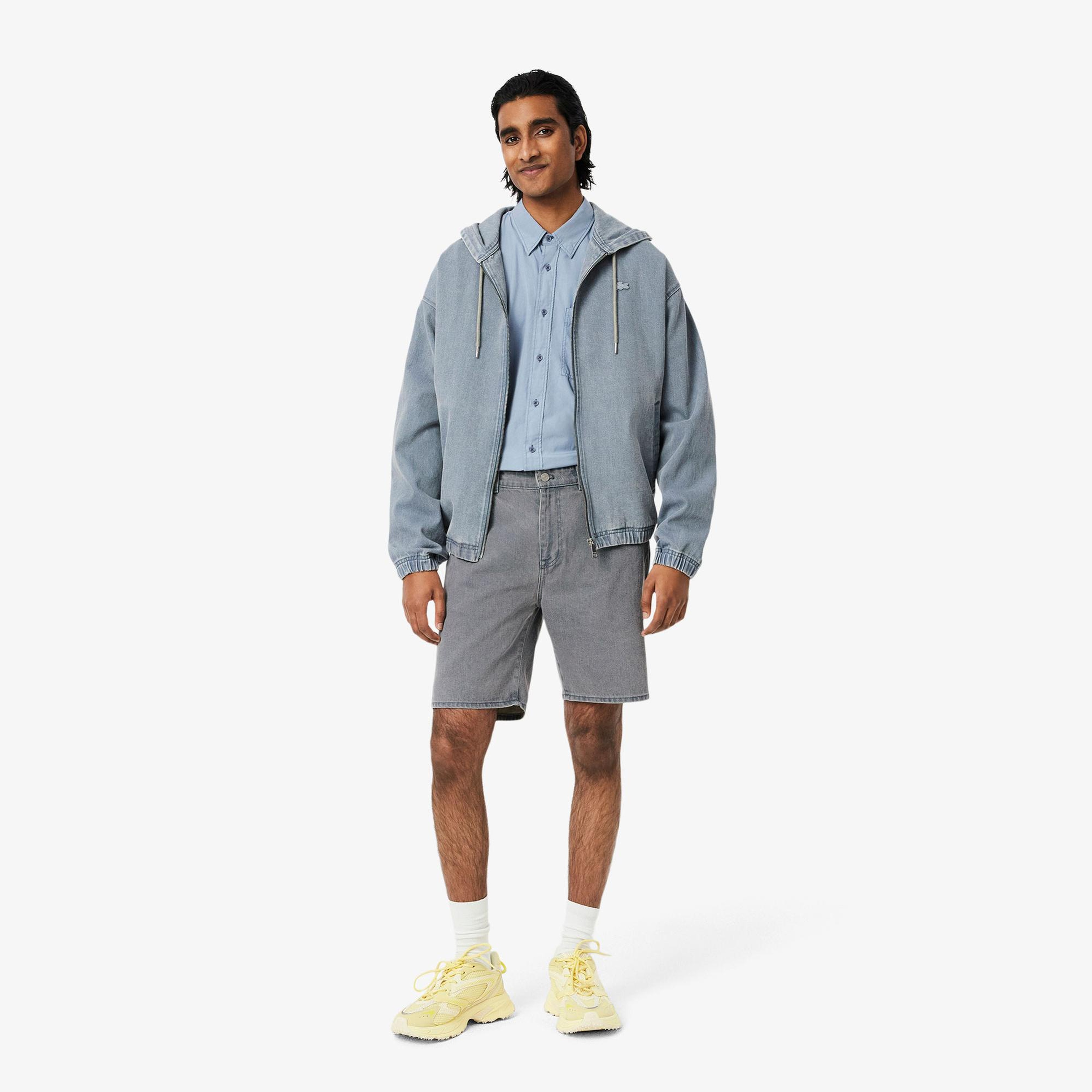 Lacoste Erkek Straight Fit Denim Gri Bermuda Şort