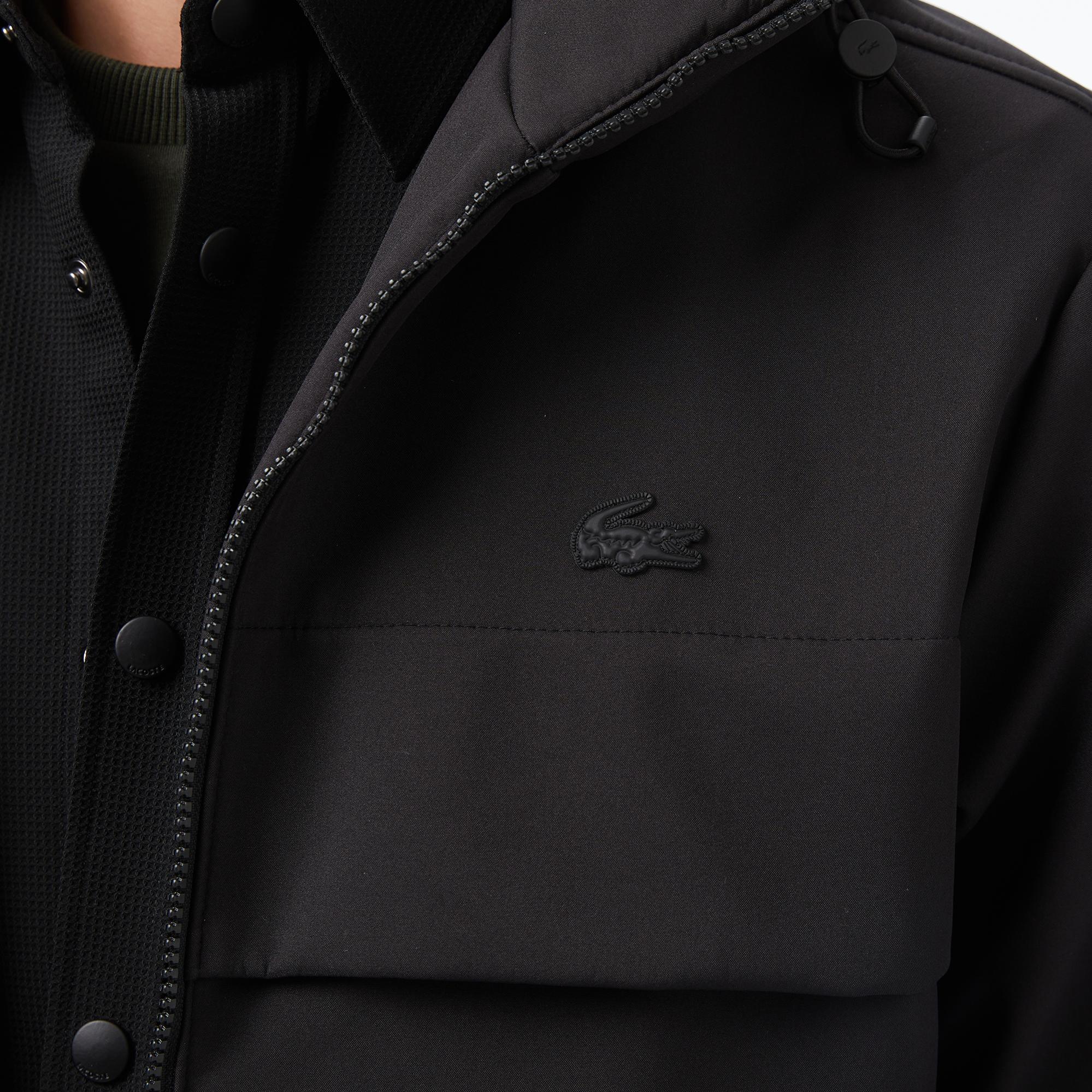 Lacoste Erkek Kapüşonlu Siyah Yağmurluk