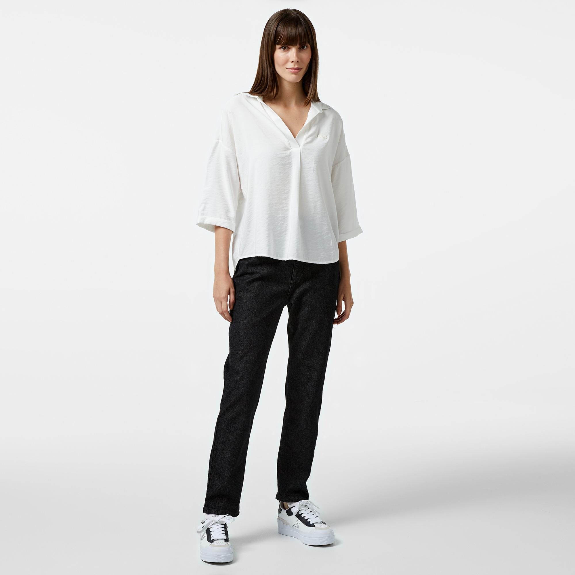 Lacoste Kadın Regular Fit Denim Siyah Pantolon