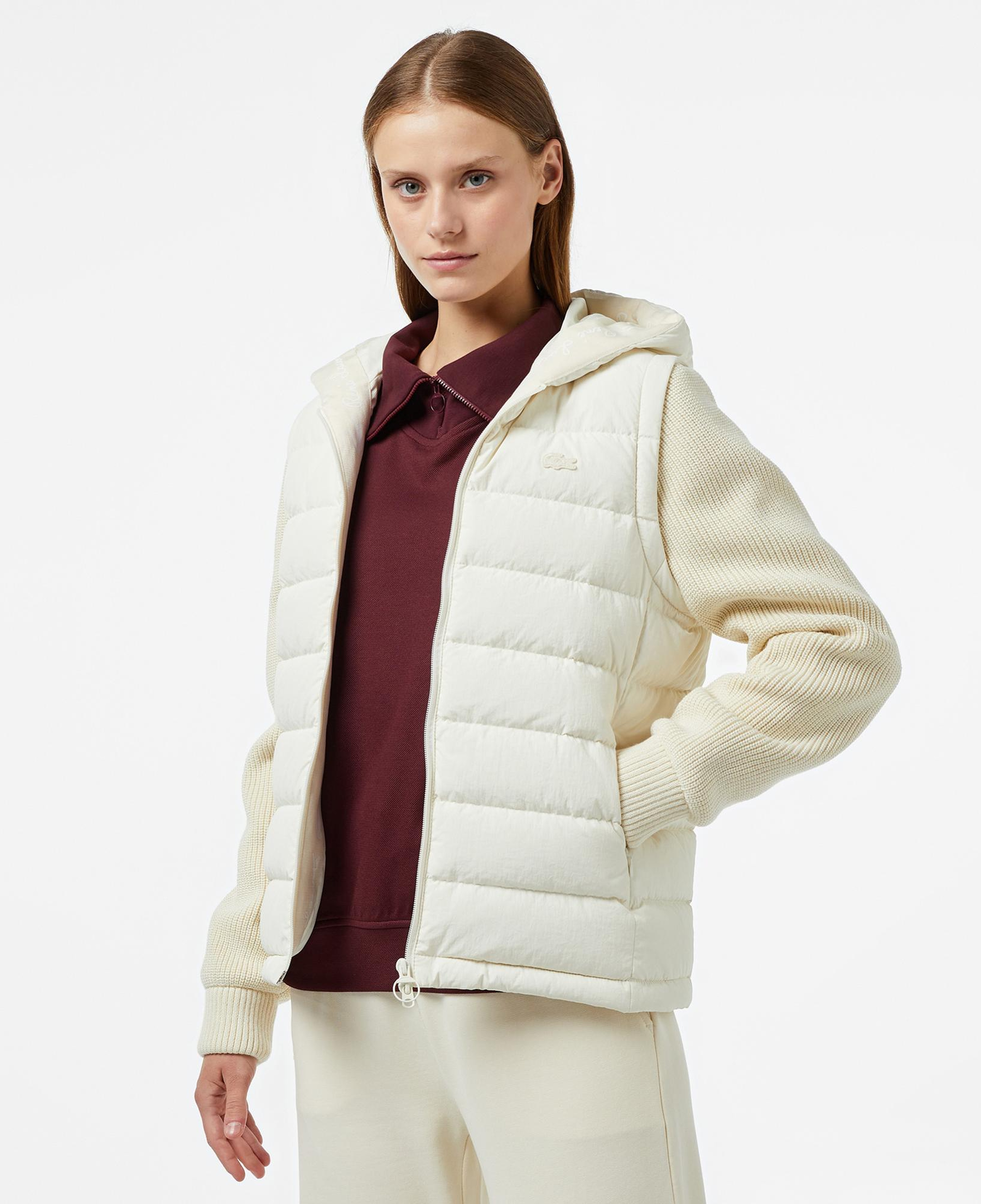 Lacoste Kadın Regular Fit Uzun Kollu Kapüşonlu Beyaz Yelek