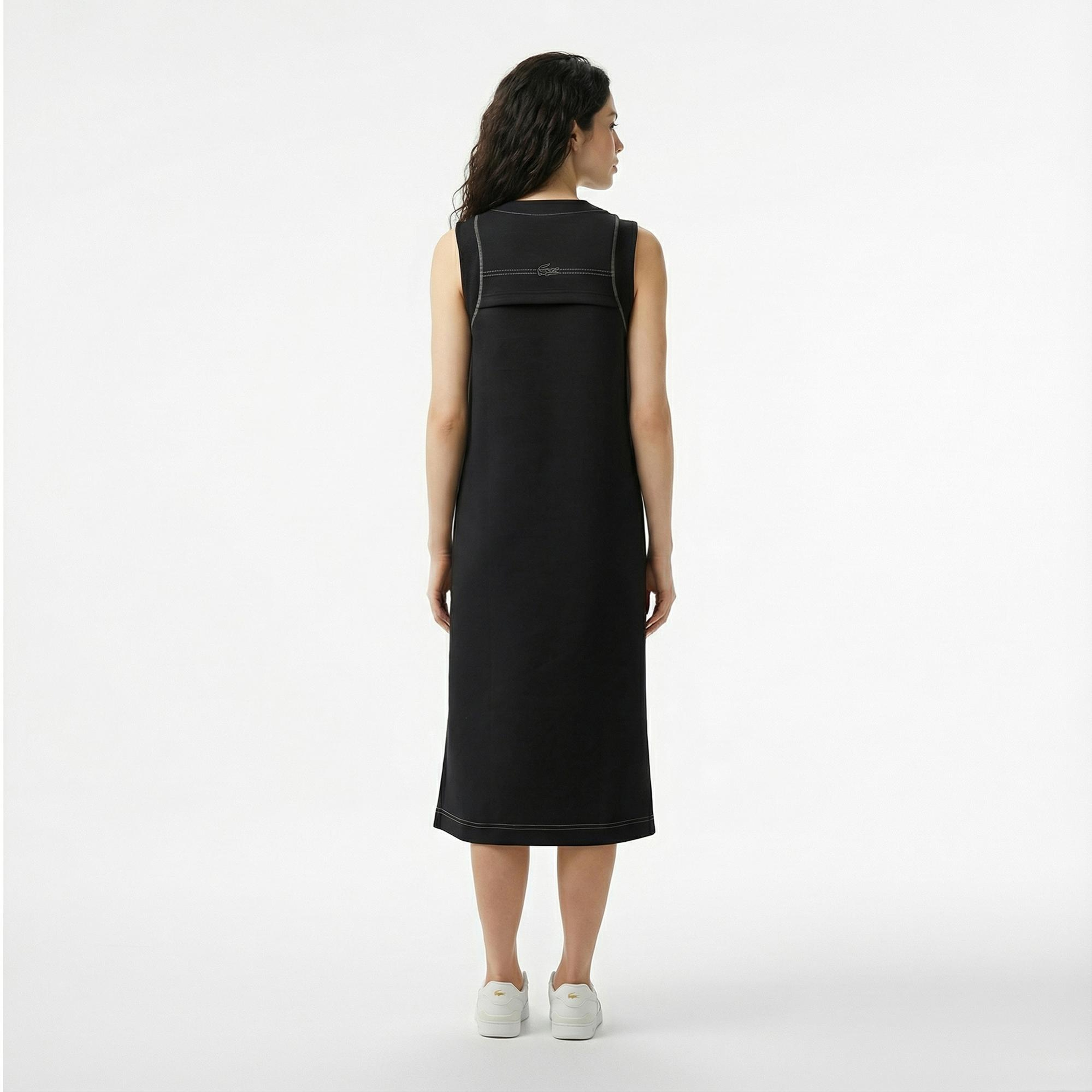 Lacoste Kadın Relaxed Fit Kolsuz Bisiklet Yaka Siyah Elbise