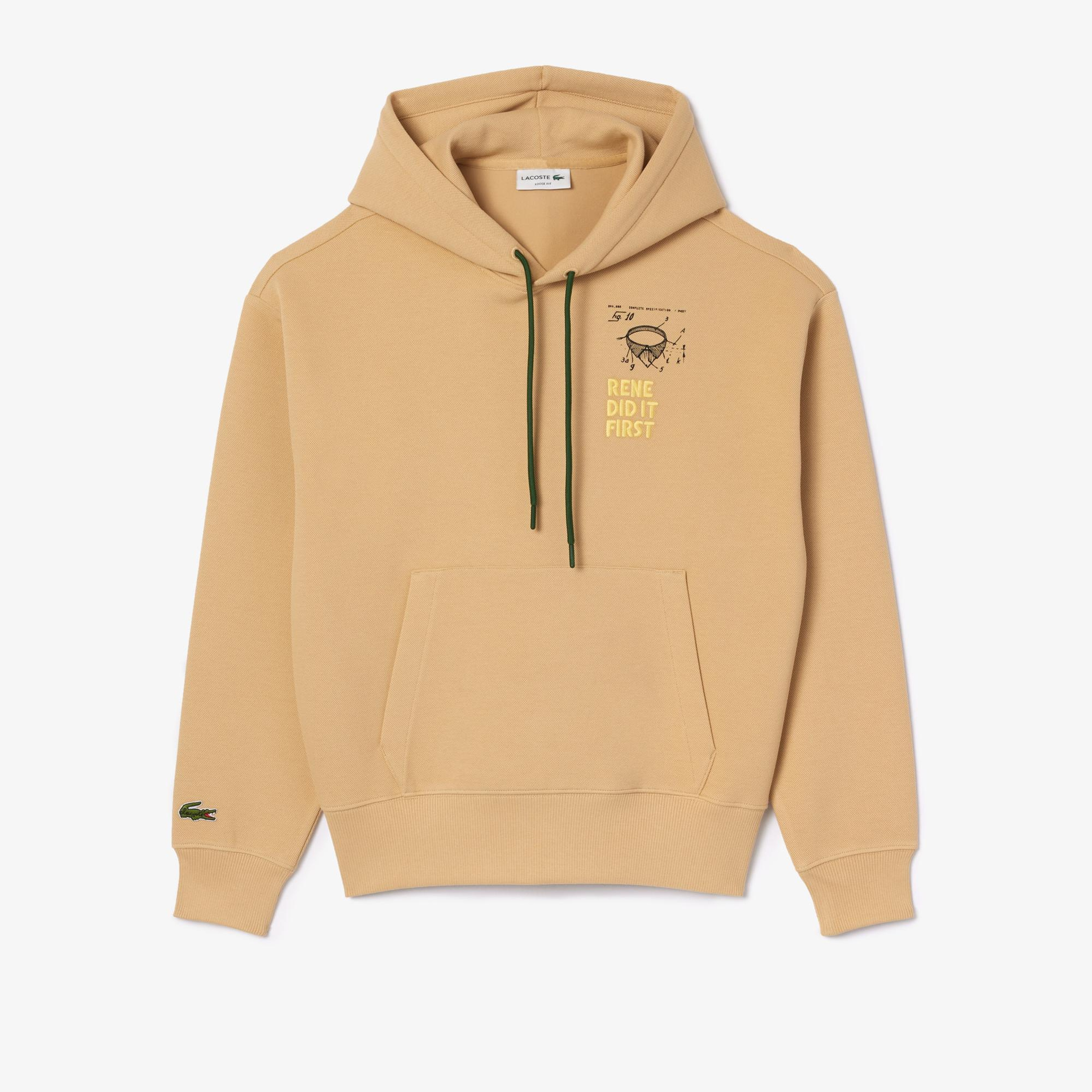 Lacoste Classic Unisex Relaxed Fit Bej Hoodie