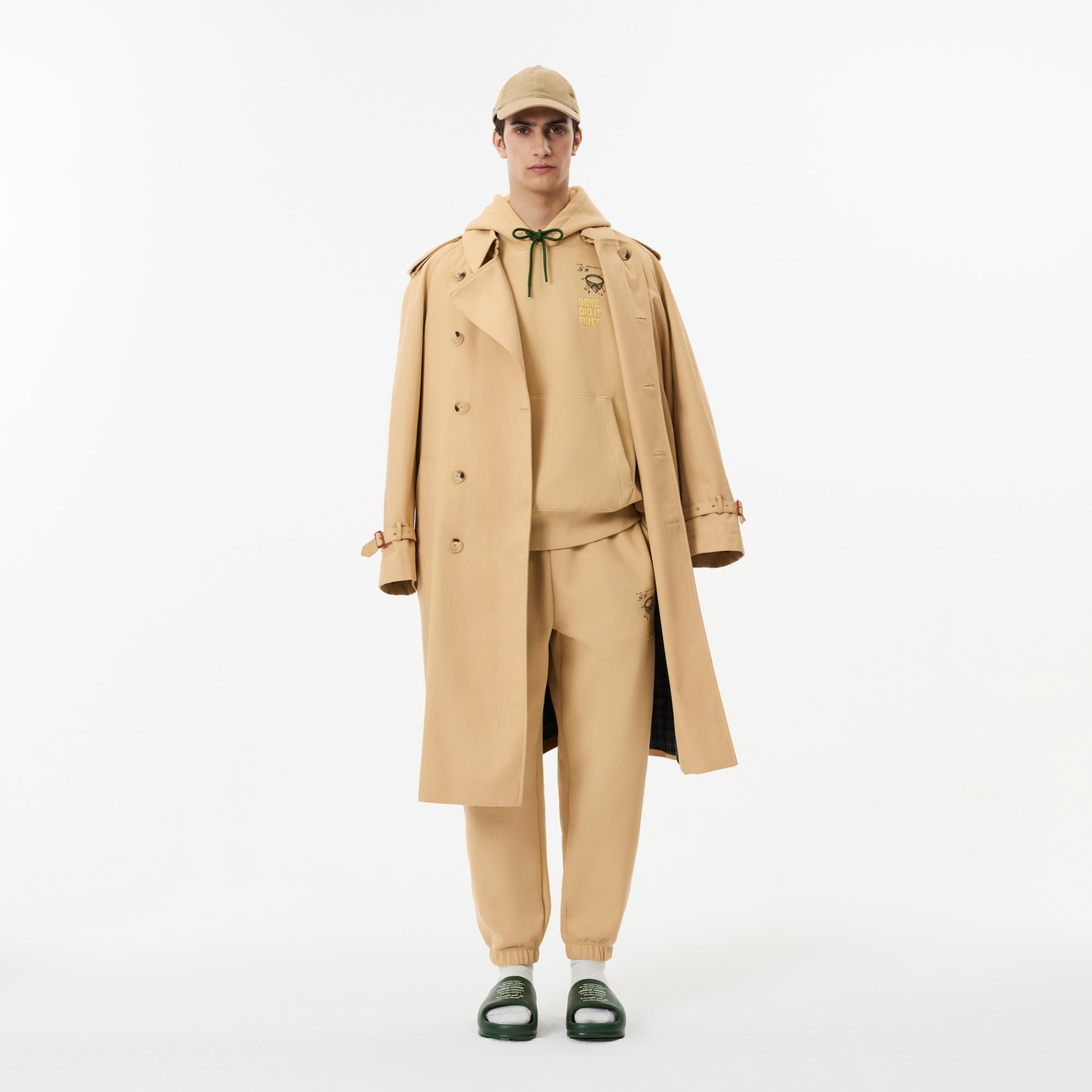 Lacoste Classic Unisex Relaxed Fit Bej Hoodie