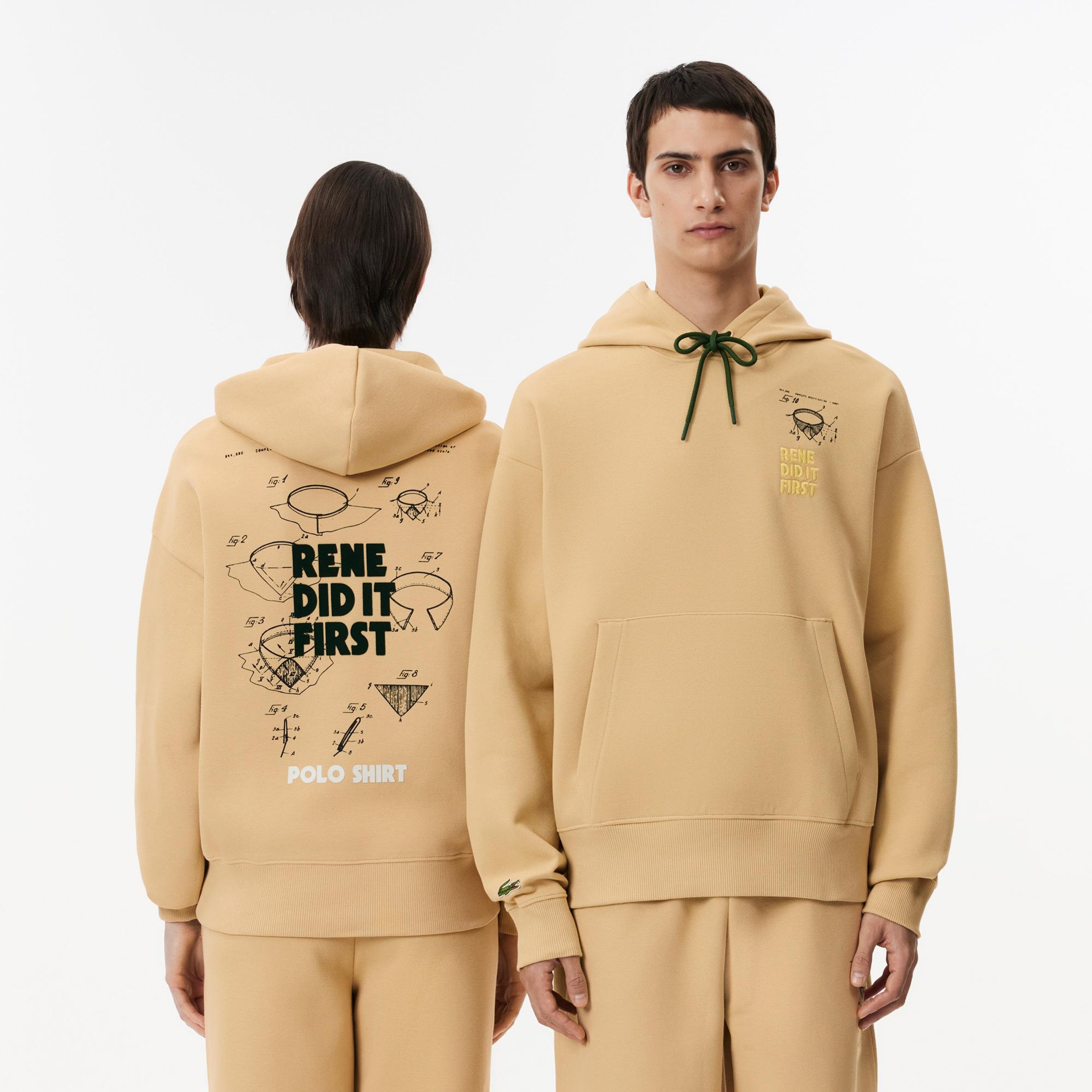 Lacoste Classic Unisex Relaxed Fit Bej Hoodie