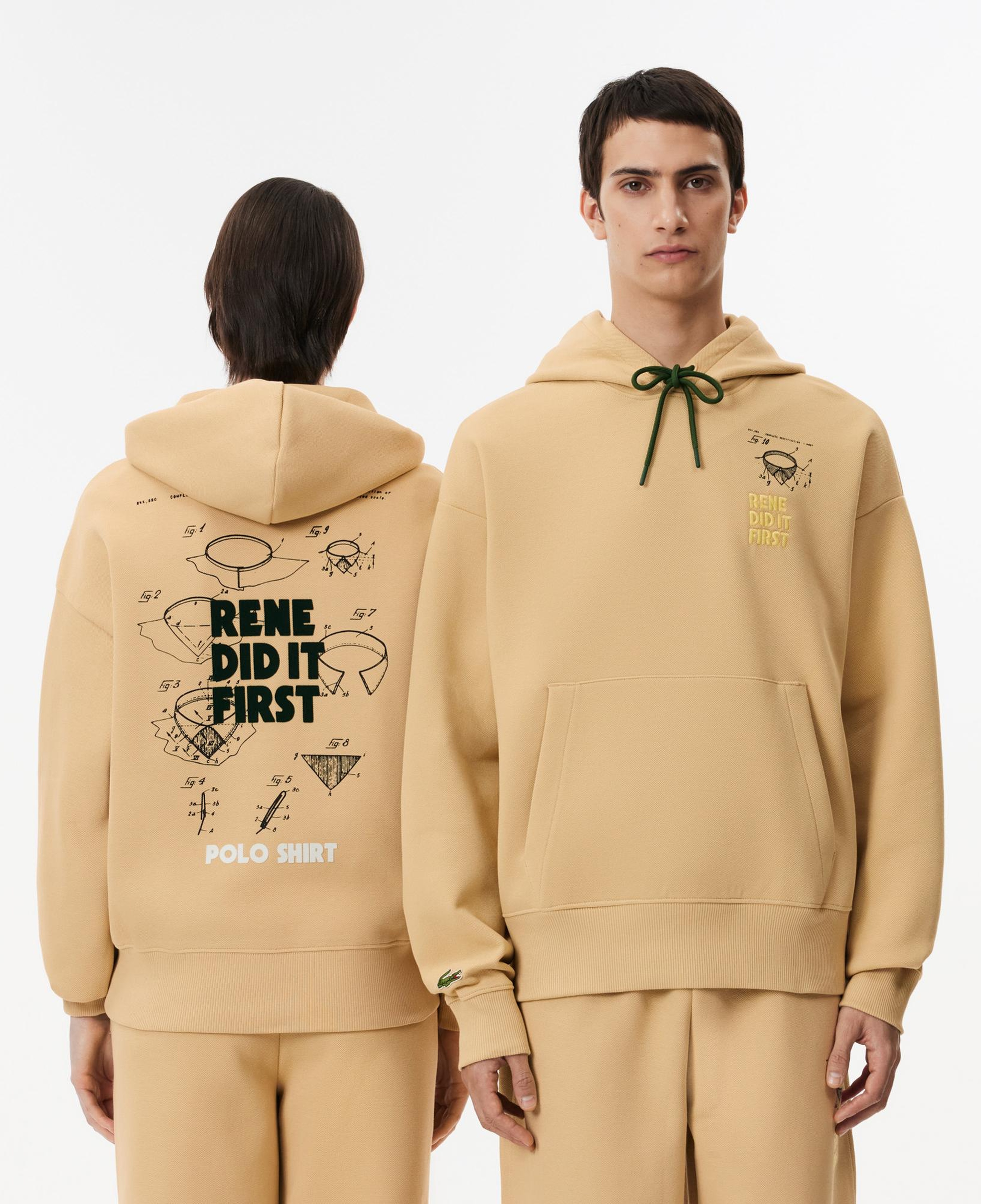 Lacoste Classic Unisex Relaxed Fit Bej Hoodie