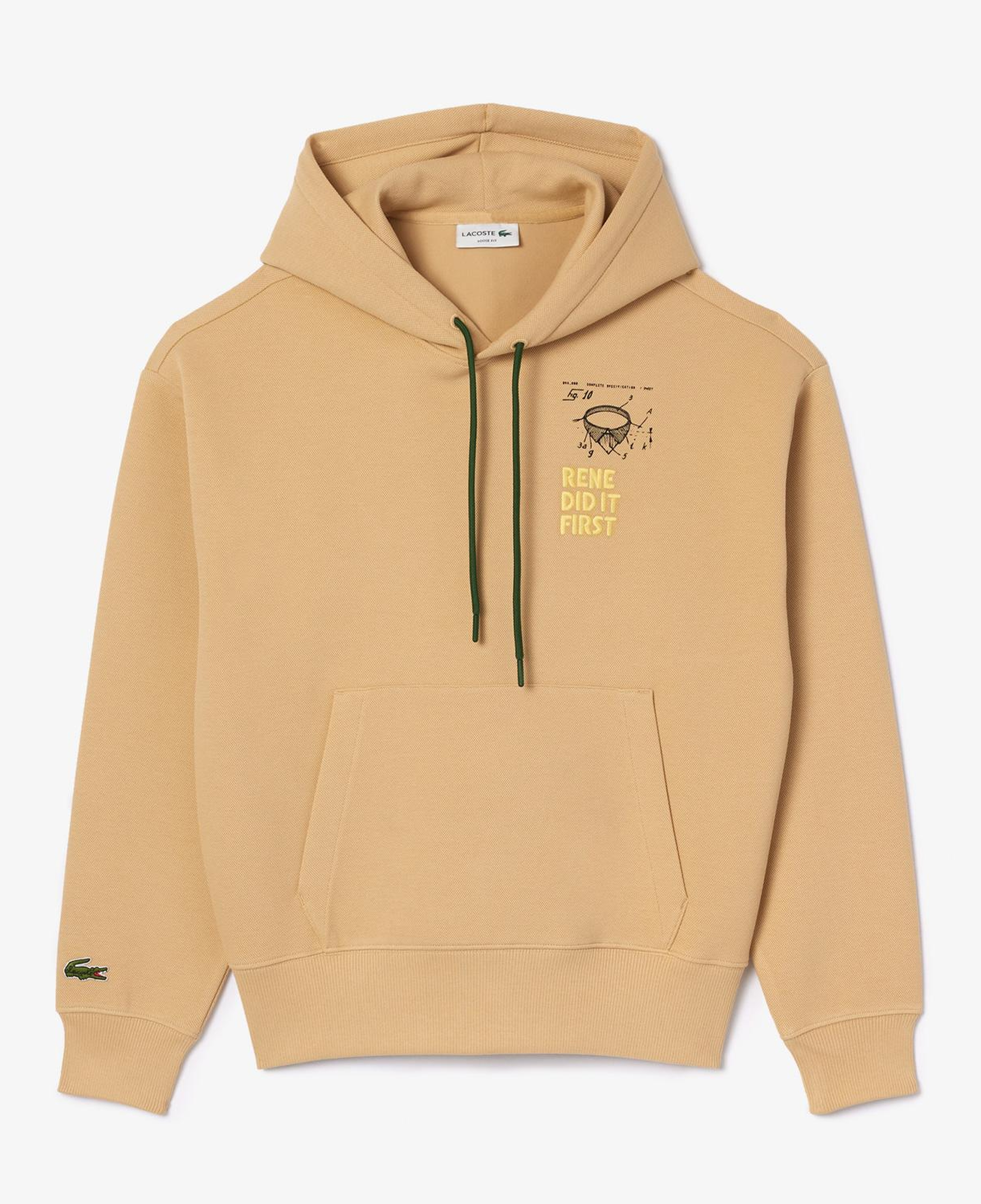 Lacoste Classic Unisex Relaxed Fit Bej Hoodie