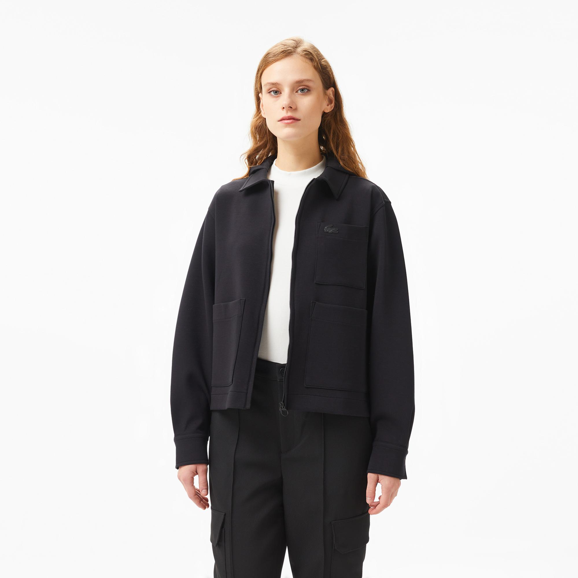 Lacoste Kadın Relaxed Fit Kapüşonlu Beyaz Ceket