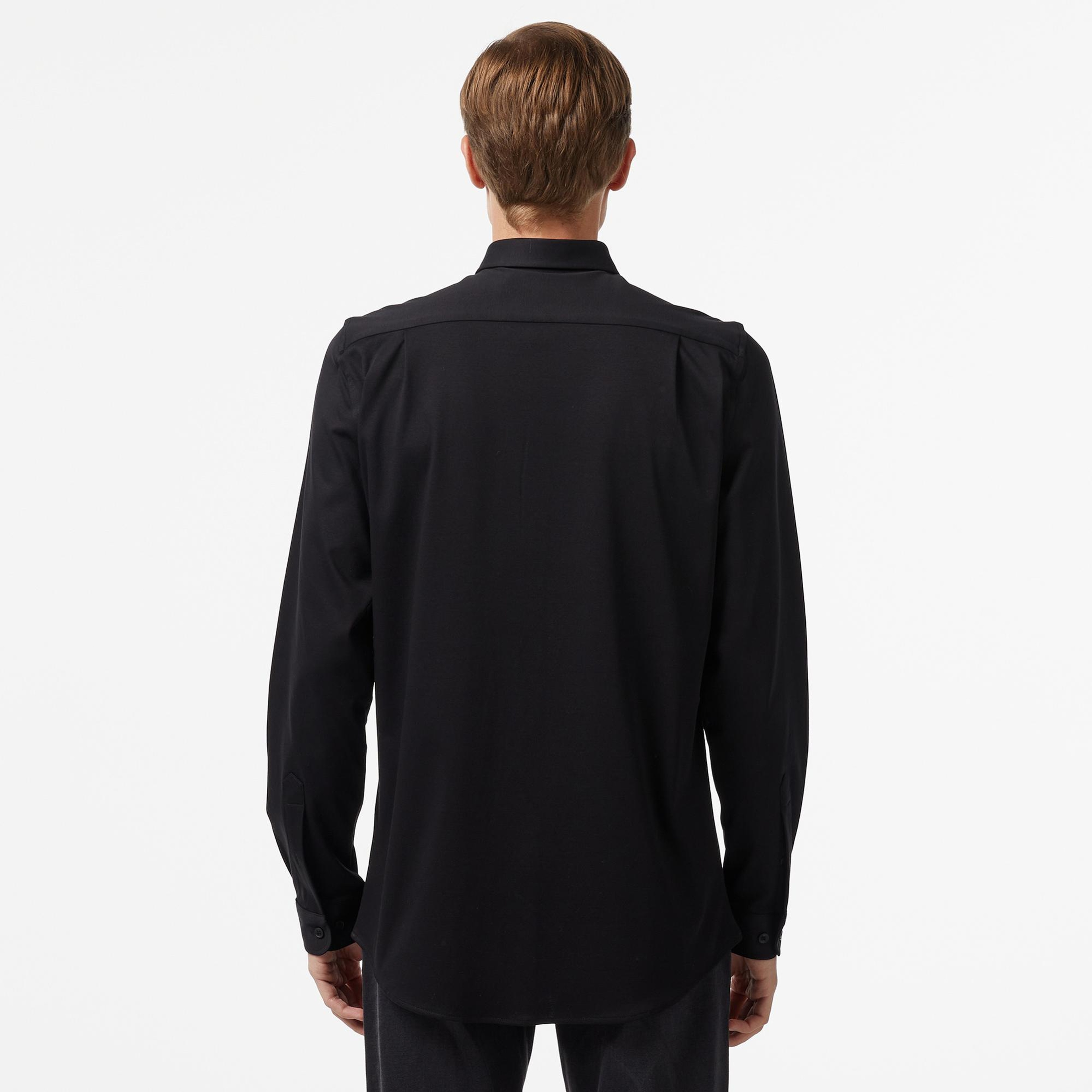 Erkek Slim Fit Siyah Gömlek