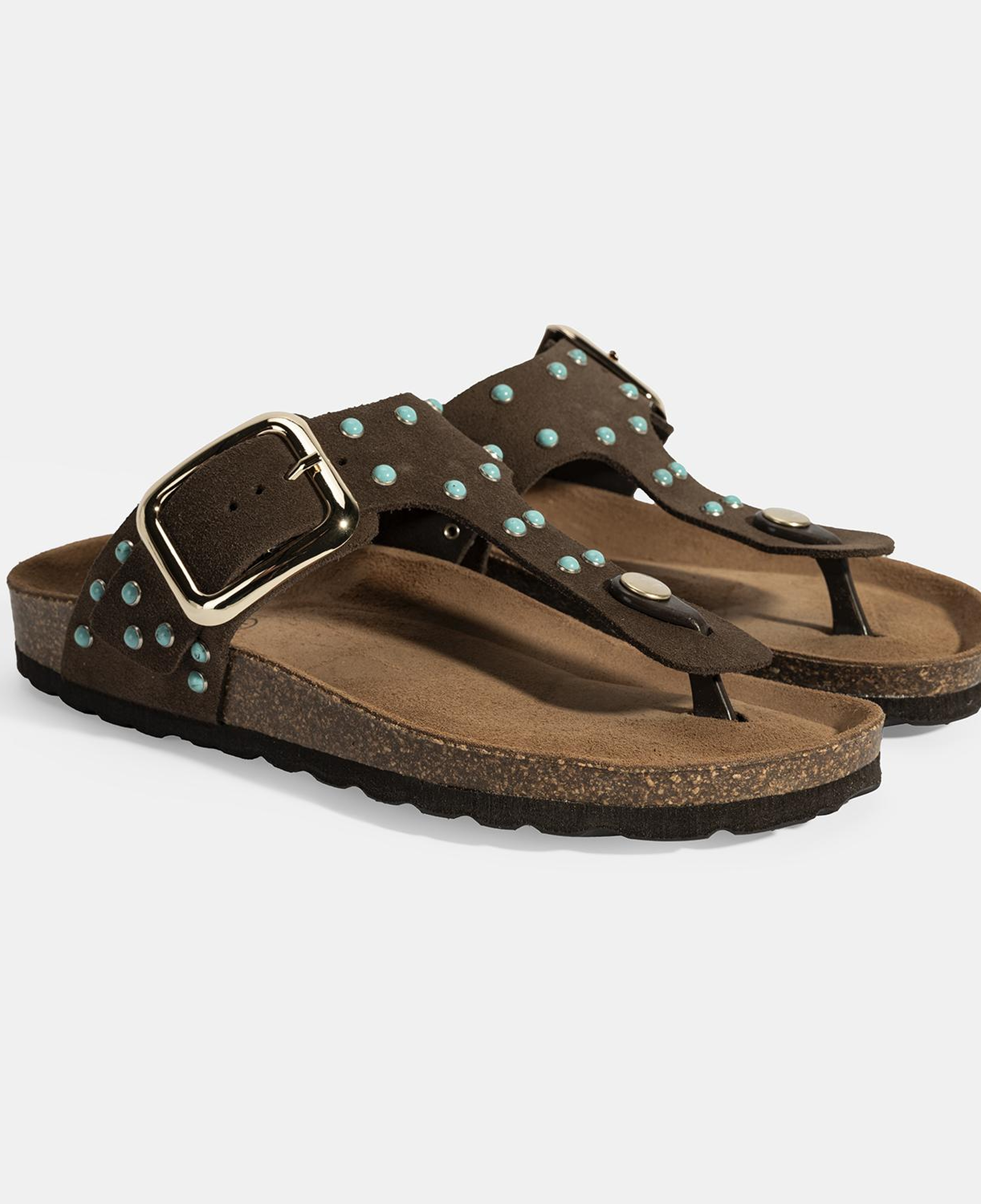 Kadın Kahve Ayarlanabilir Tokalı Parmak Arası Terlik