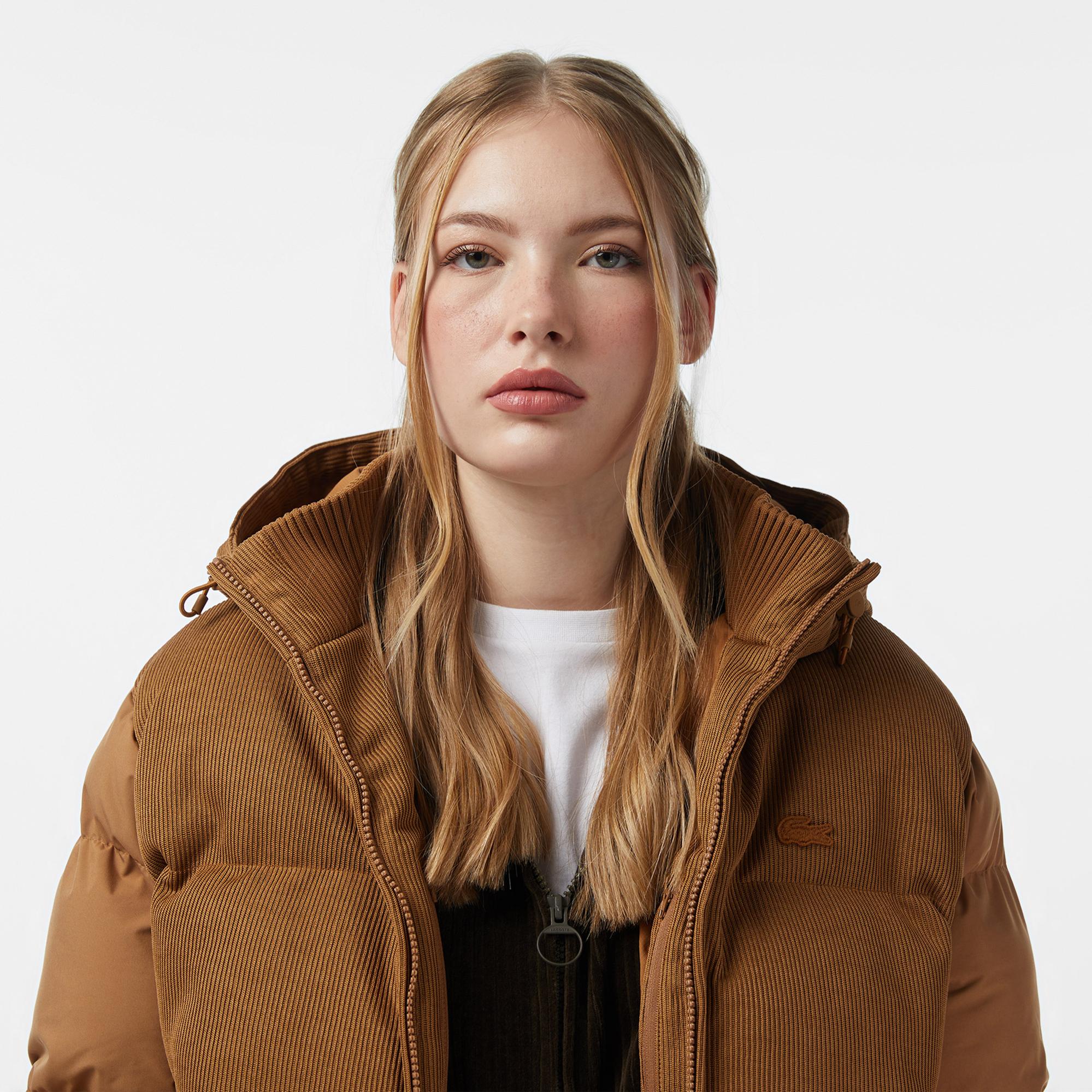 Lacoste Kadın Kapüşonlu Açık Kahverengi Mont