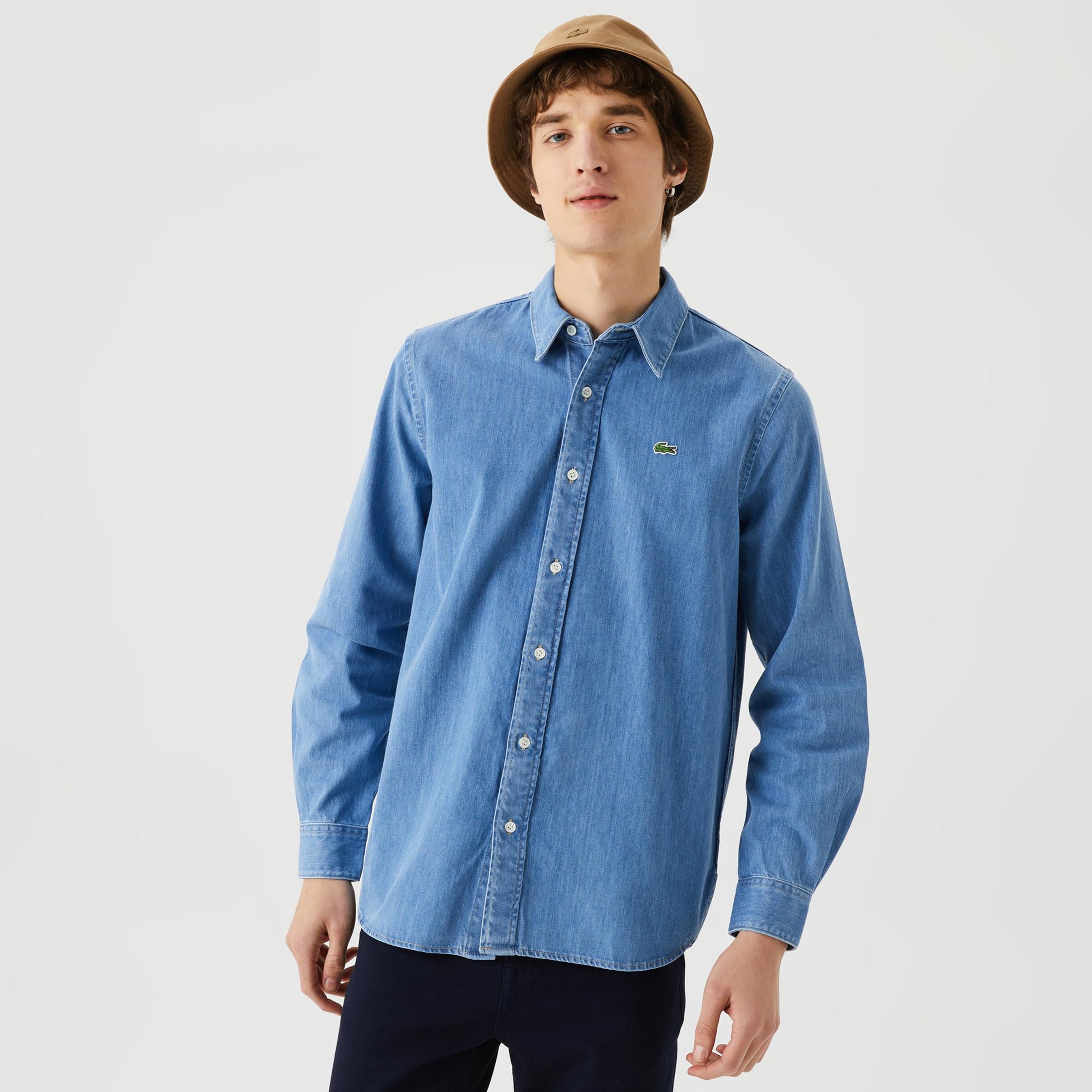 Lacoste Erkek Regular Fit Denim Mavi Gömlek