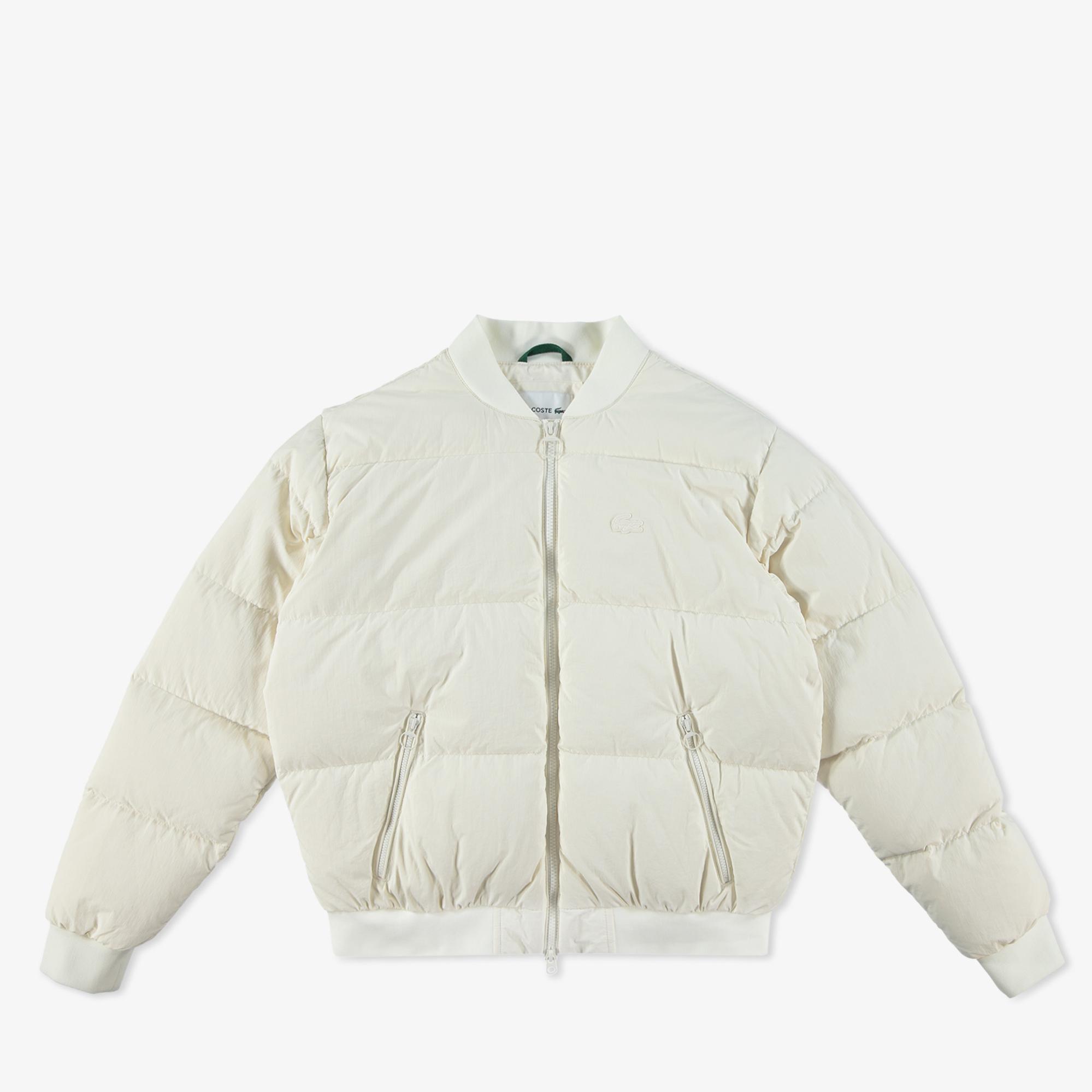 Lacoste Kadın Relaxed Fit Dik Yaka Krem Mont