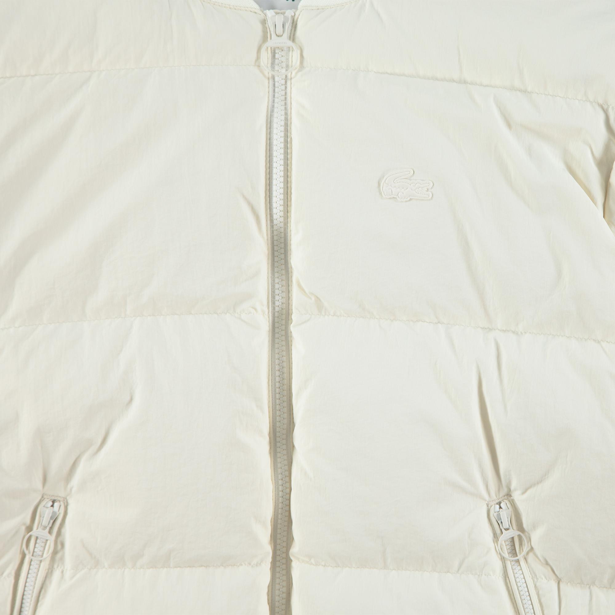 Lacoste Kadın Relaxed Fit Dik Yaka Krem Mont