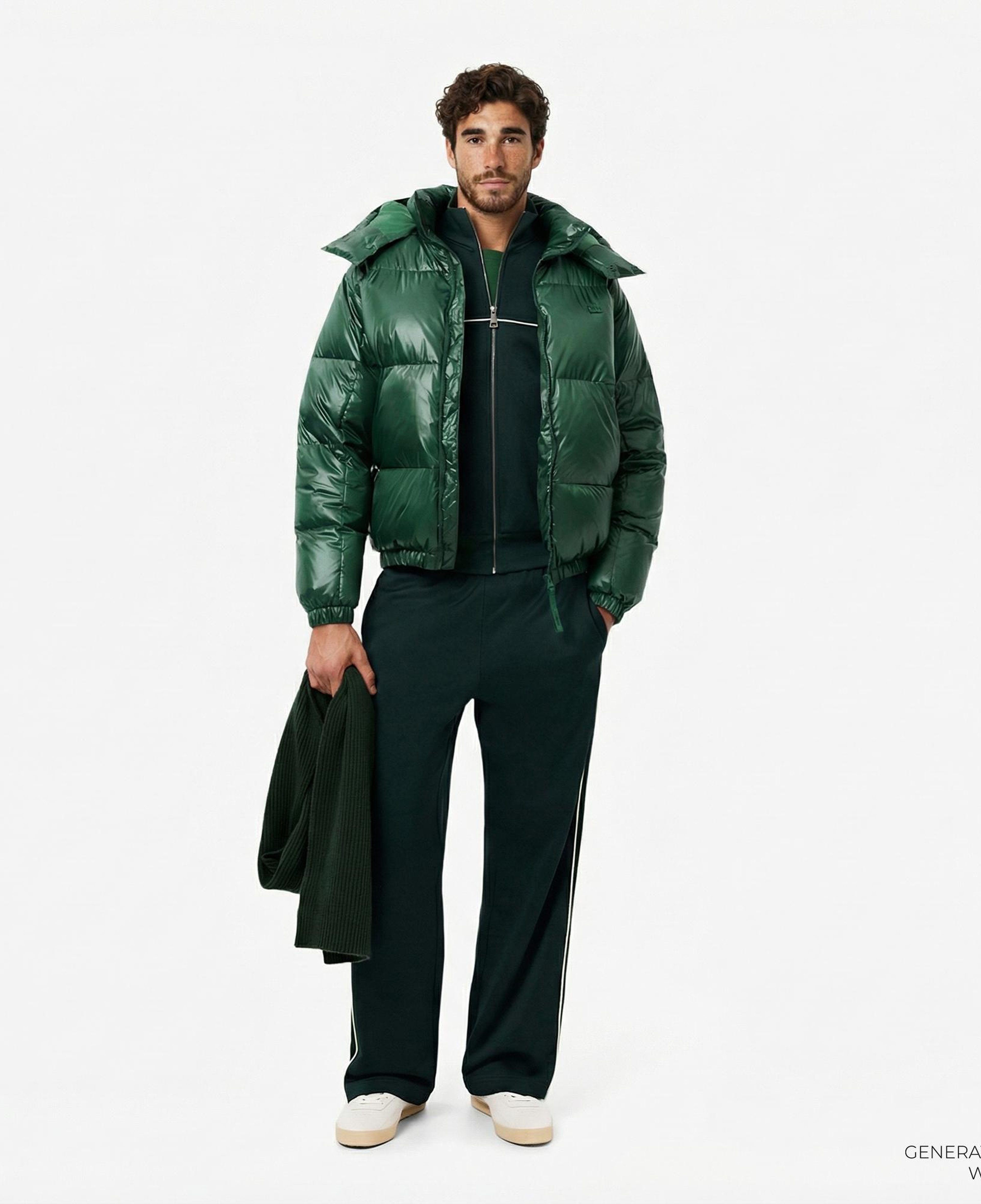 Lacoste Erkek Relaxed Fit Kapüşonlu Yeşil Mont