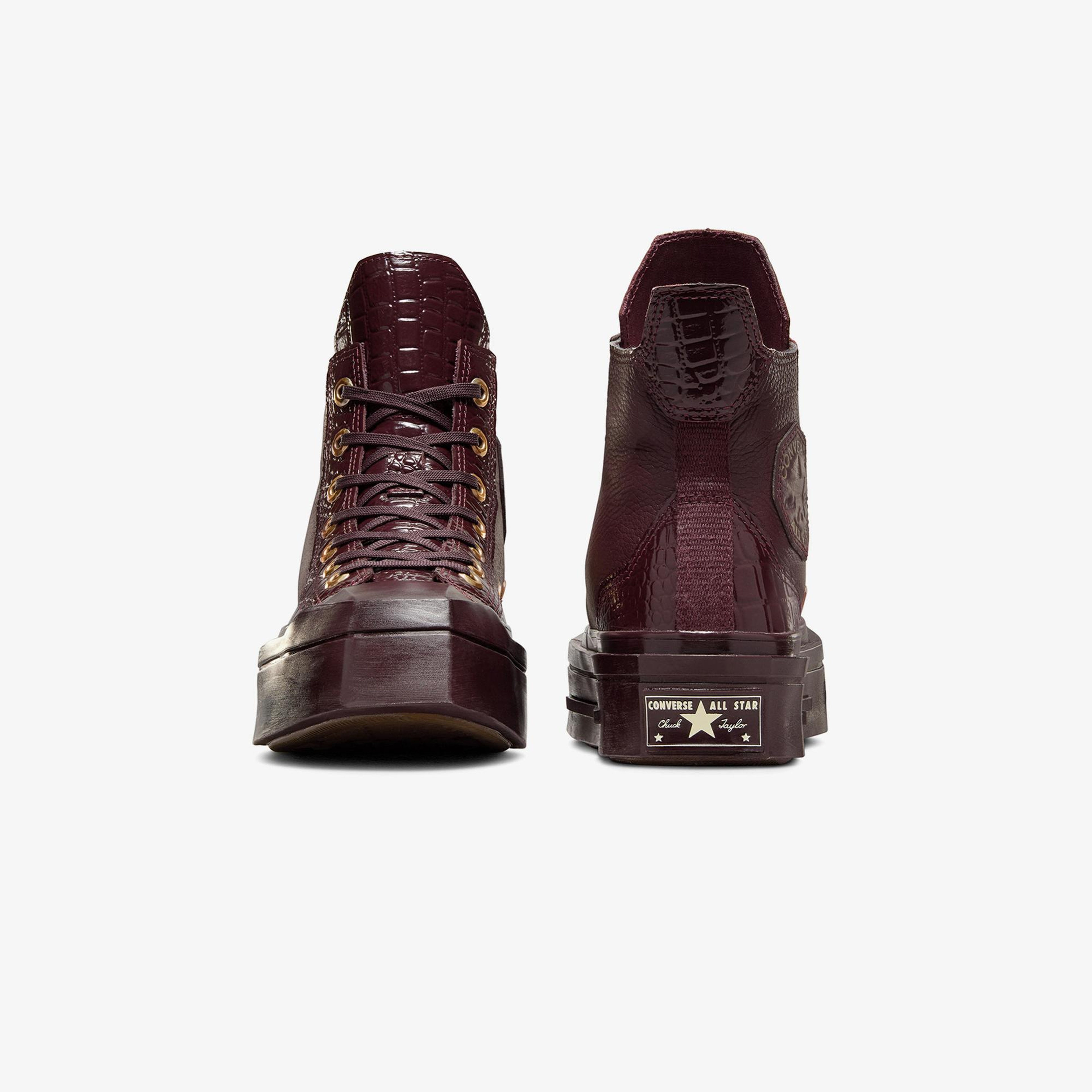 Converse Chuck 70 De Luxe Squared Unisex Bordo Deri Platform Sneaker