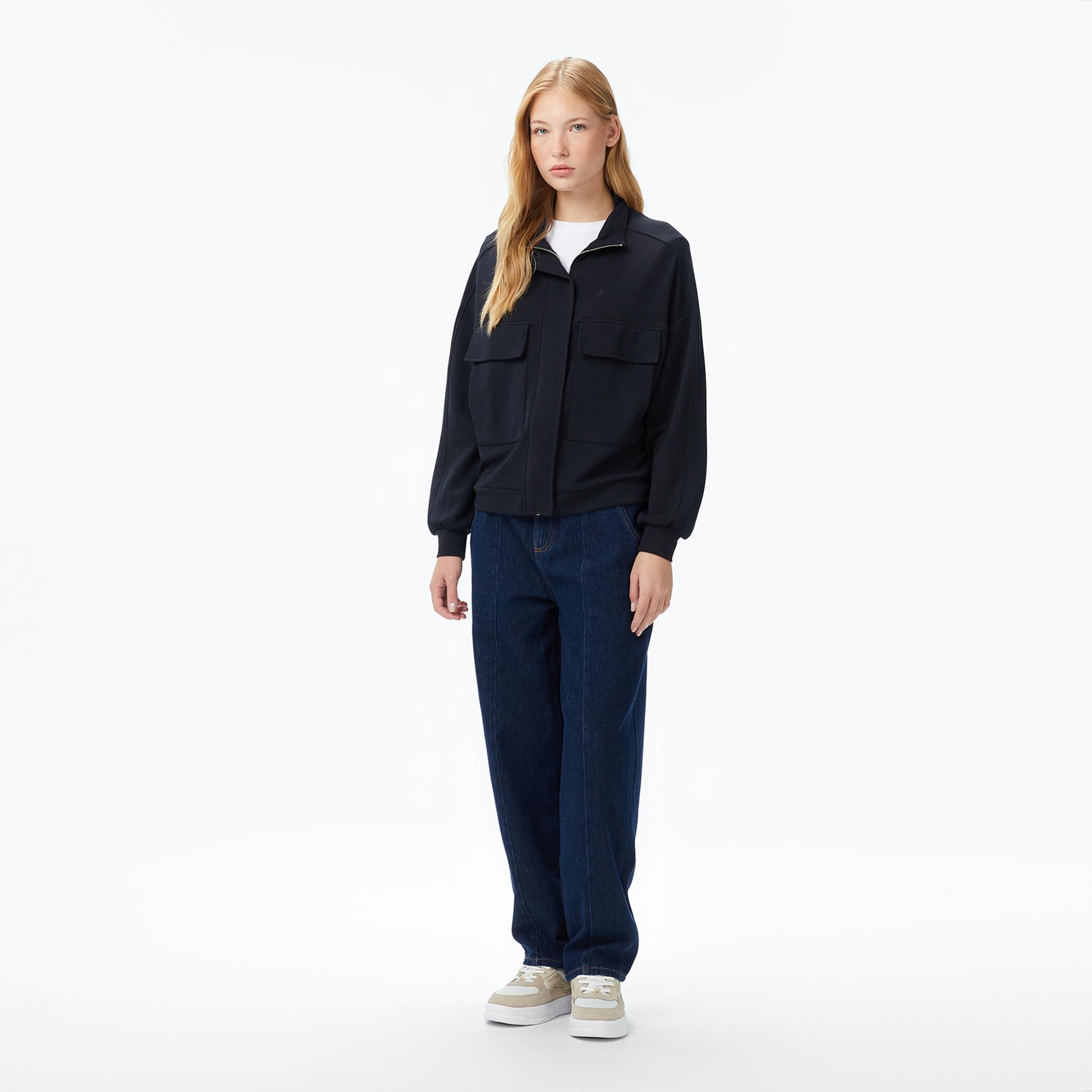 Nautica Kadın Siyah Oversize Sweatshirt
