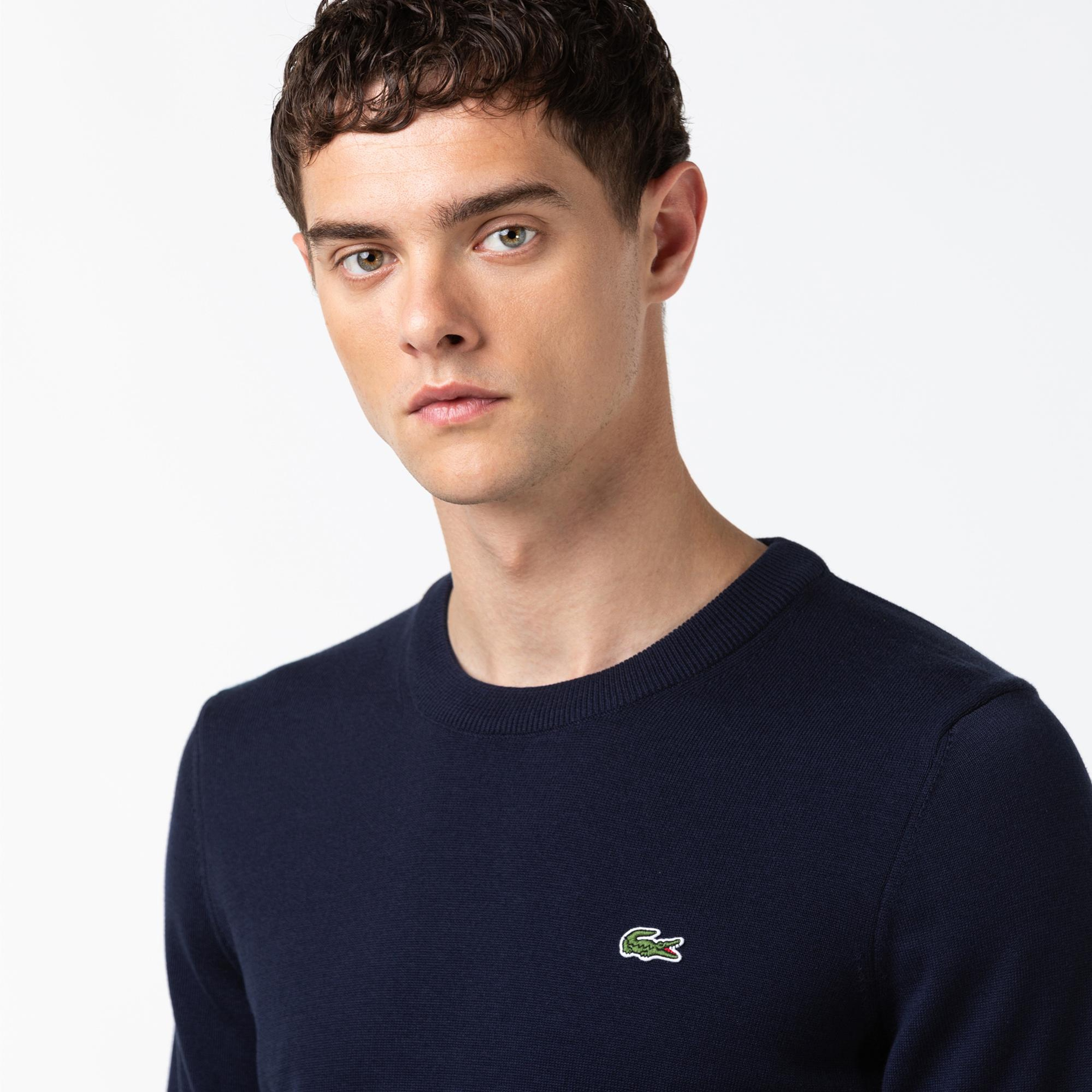 Lacoste Erkek Regular Fit Bisiklet Yaka Lacivert Kazak