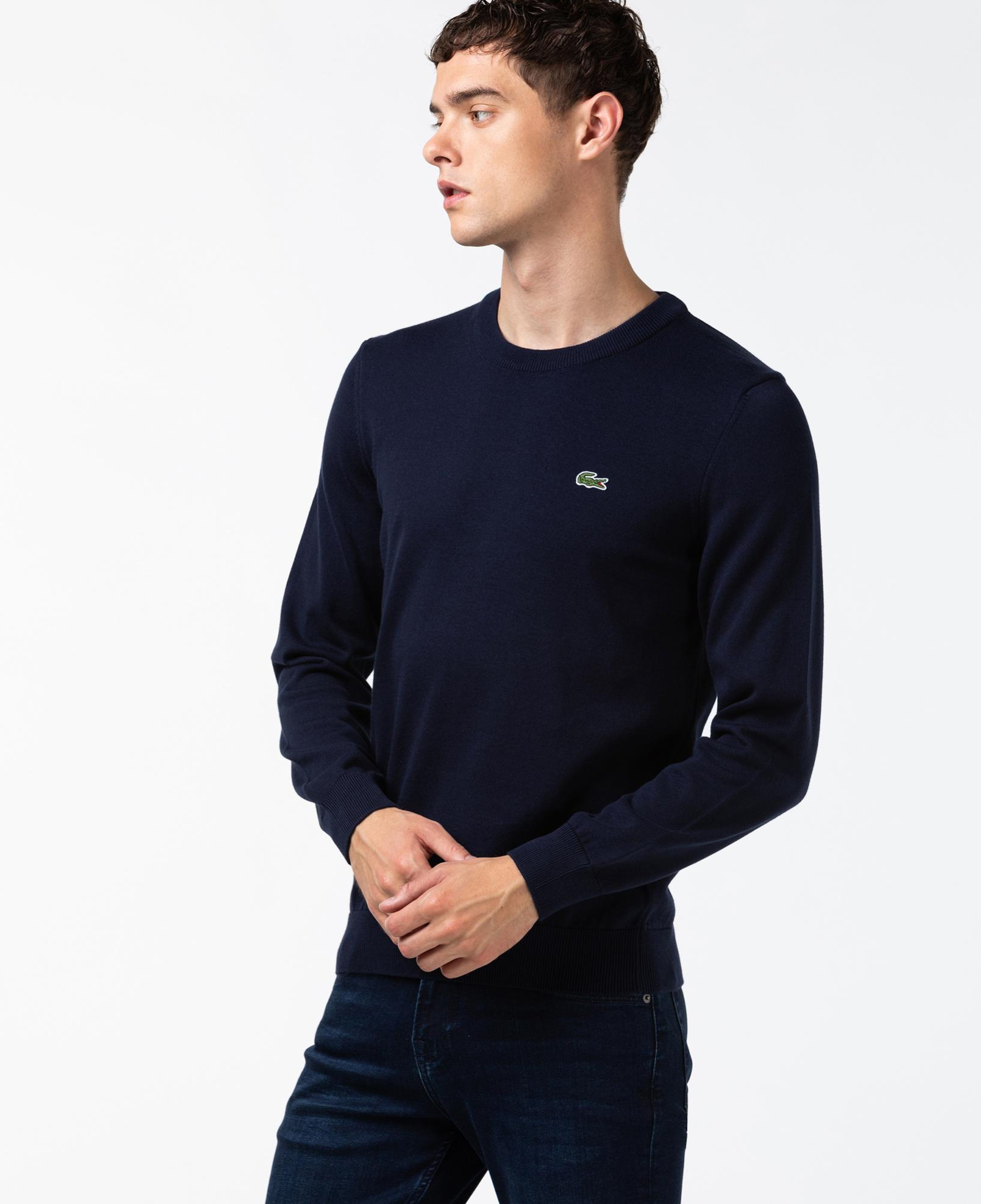 Lacoste Erkek Regular Fit Bisiklet Yaka Lacivert Kazak