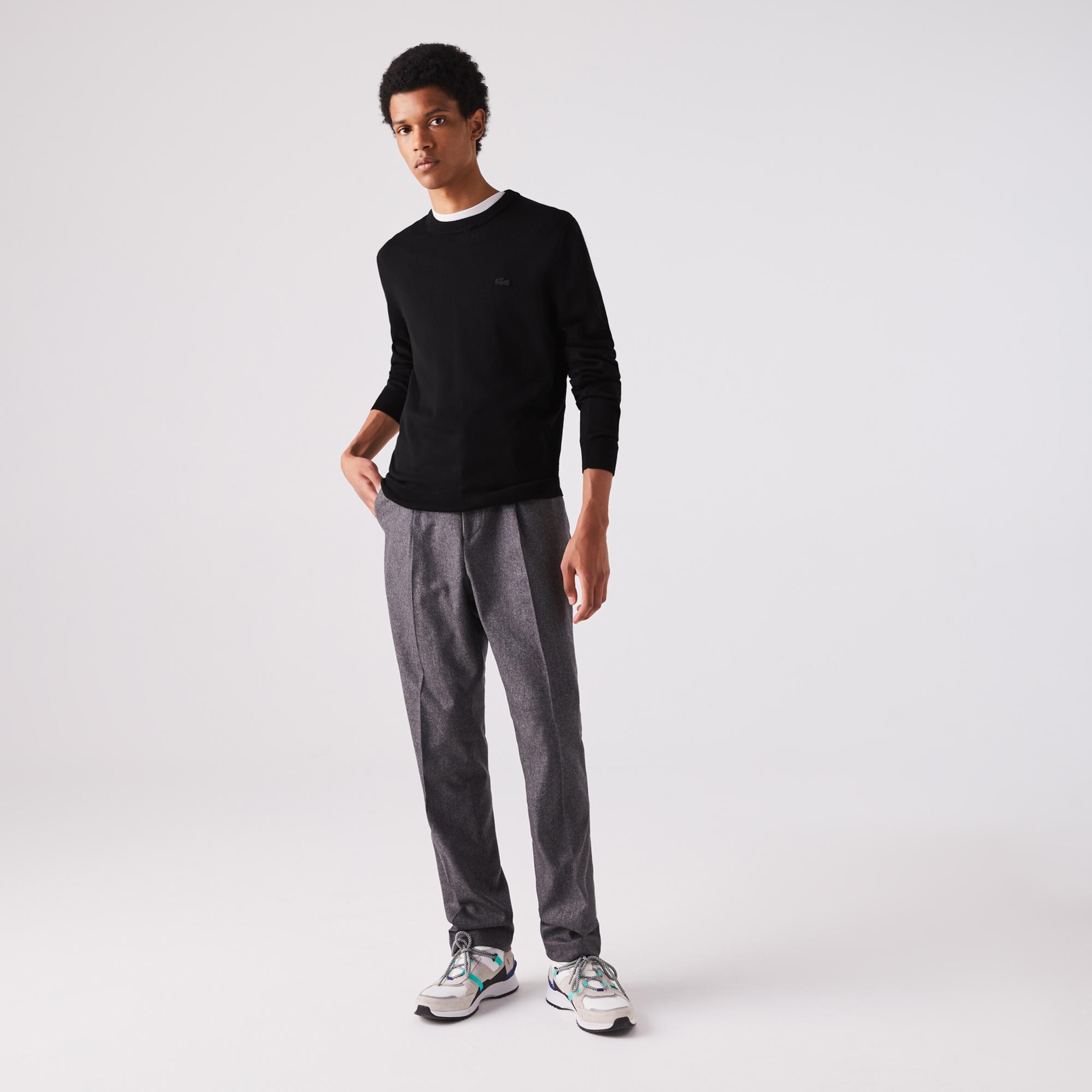 Lacoste Erkek Regular Fit Boğazlı Yaka Siyah Kazak