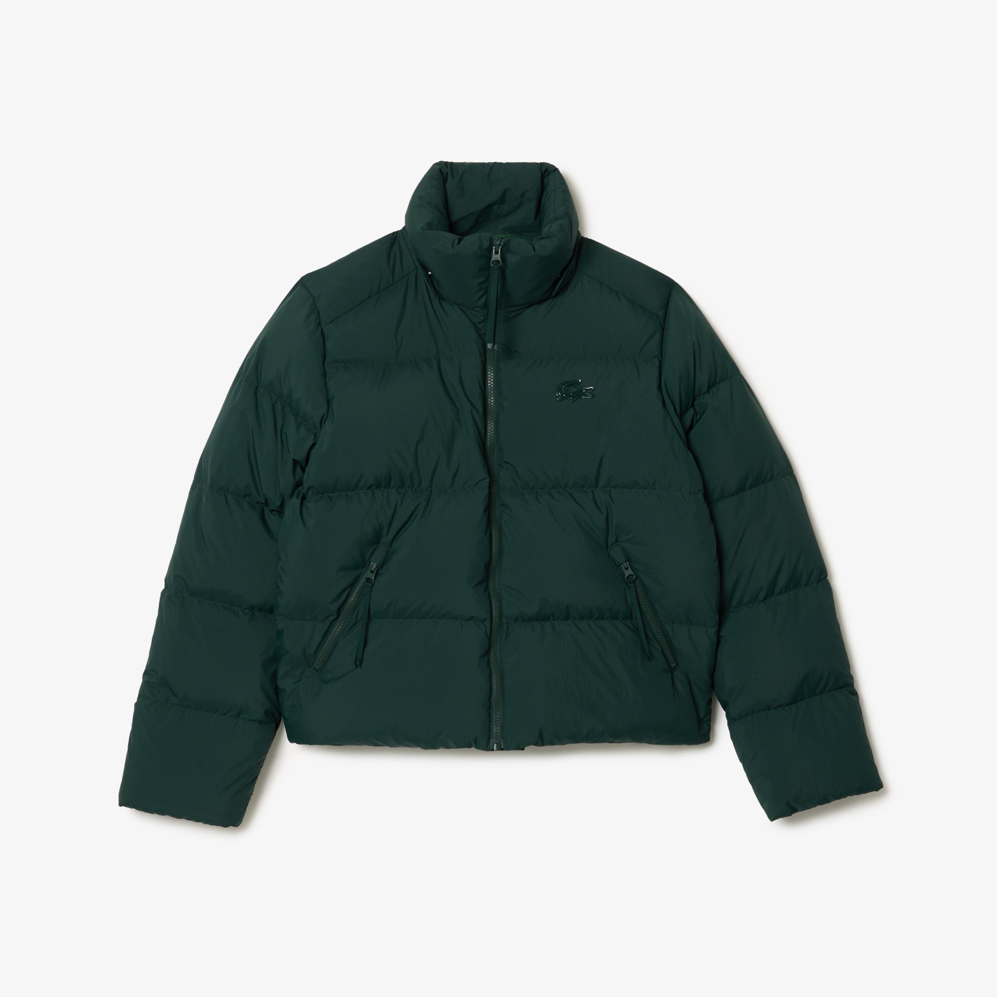 Lacoste Kadın Relaxed Fit Kapüşonlu Koyu Yeşil Şişme Mont