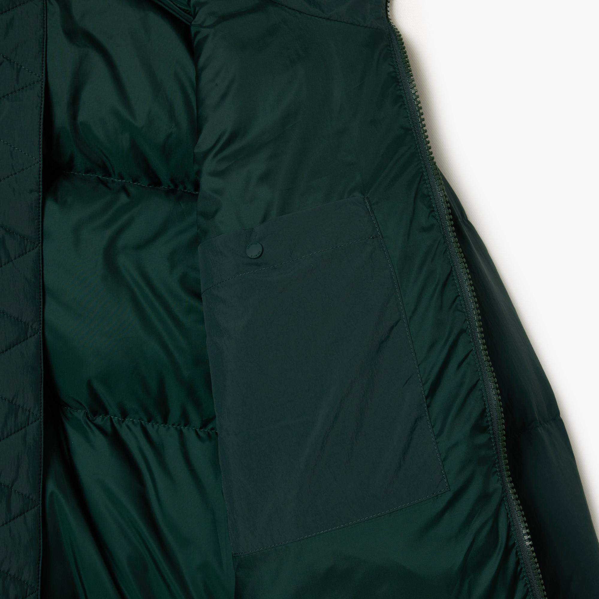 Lacoste Kadın Relaxed Fit Kapüşonlu Koyu Yeşil Şişme Mont