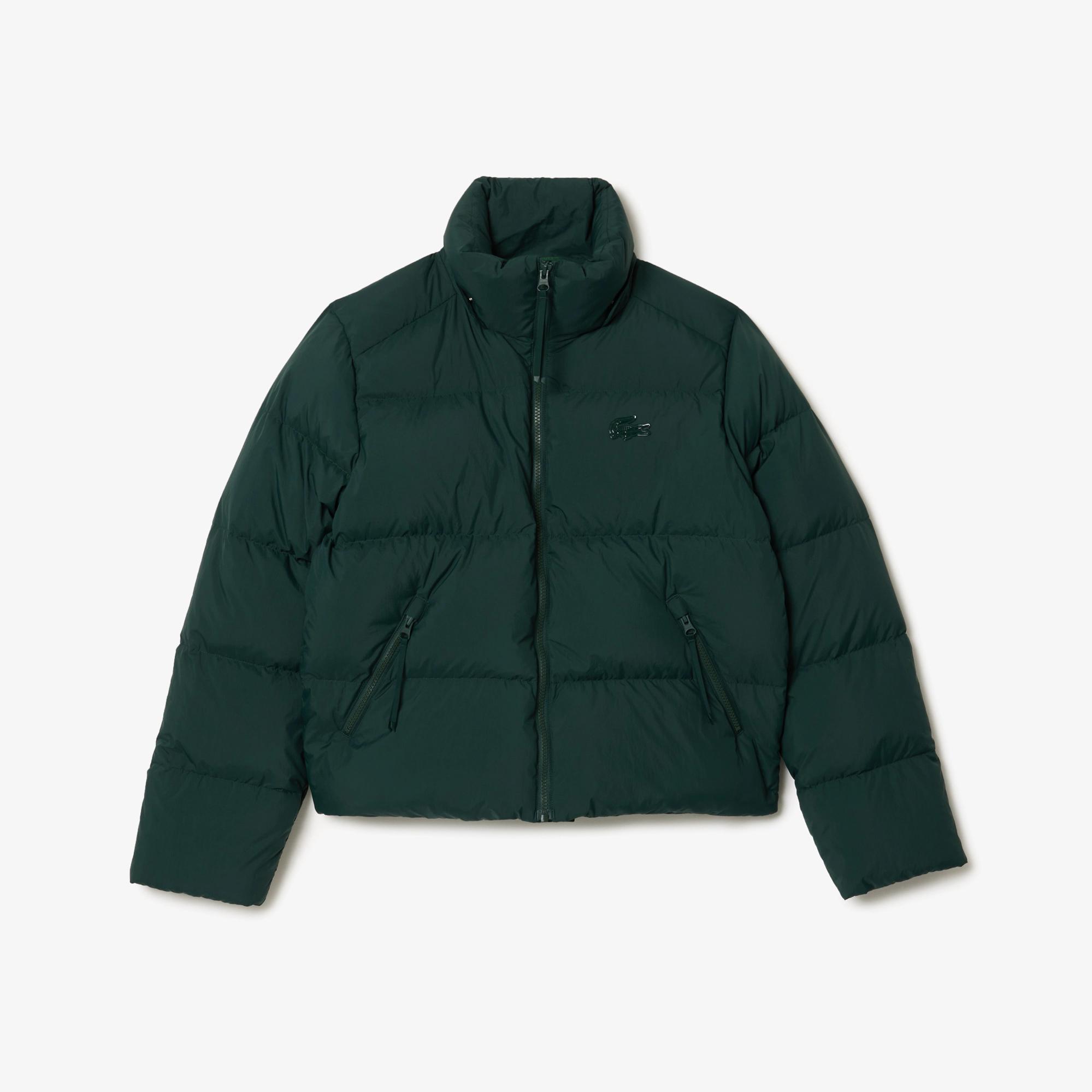 Lacoste Kadın Relaxed Fit Kapüşonlu Koyu Yeşil Şişme Mont