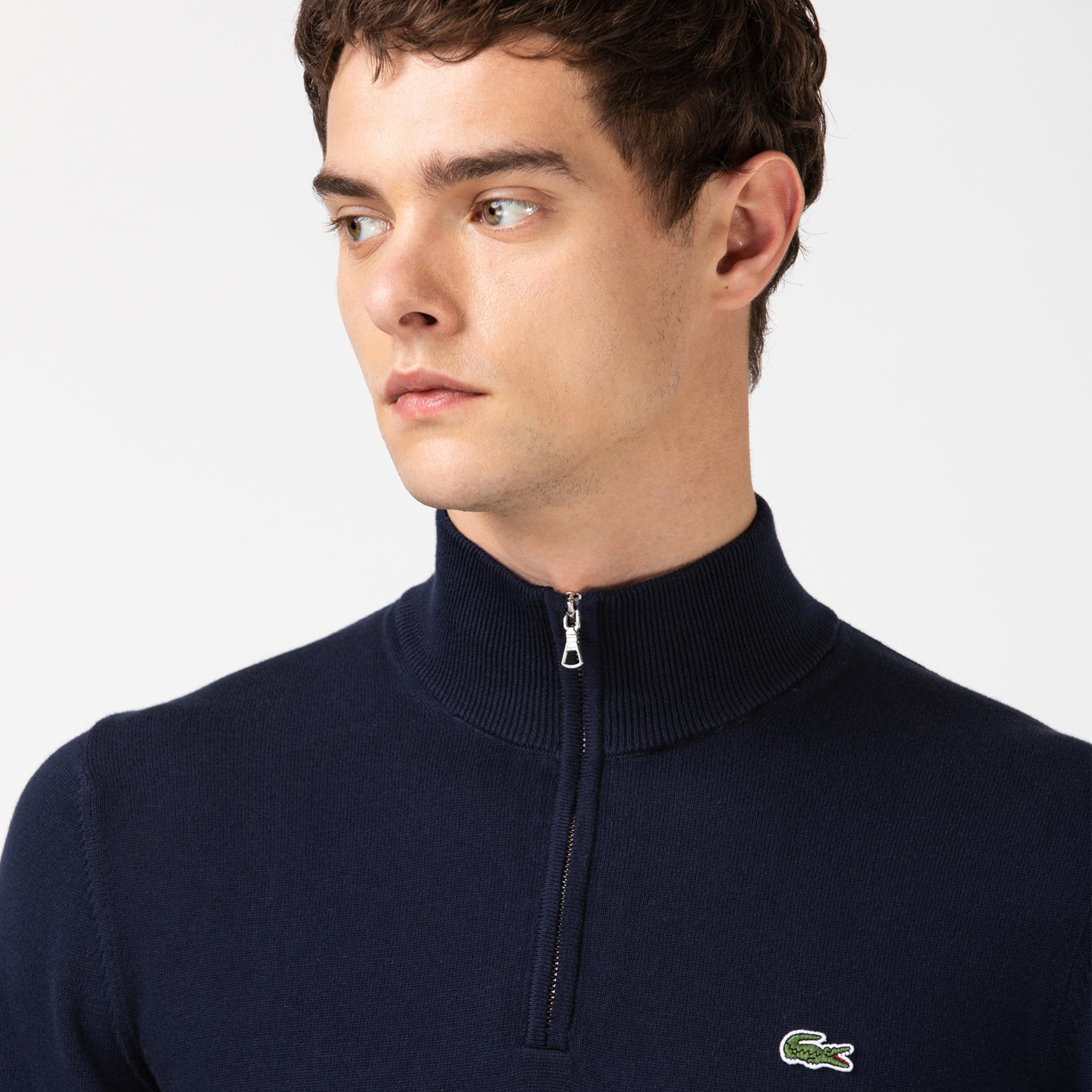 Lacoste Erkek Regular Fit Yarım Fermuarlı Lacivert Kazak
