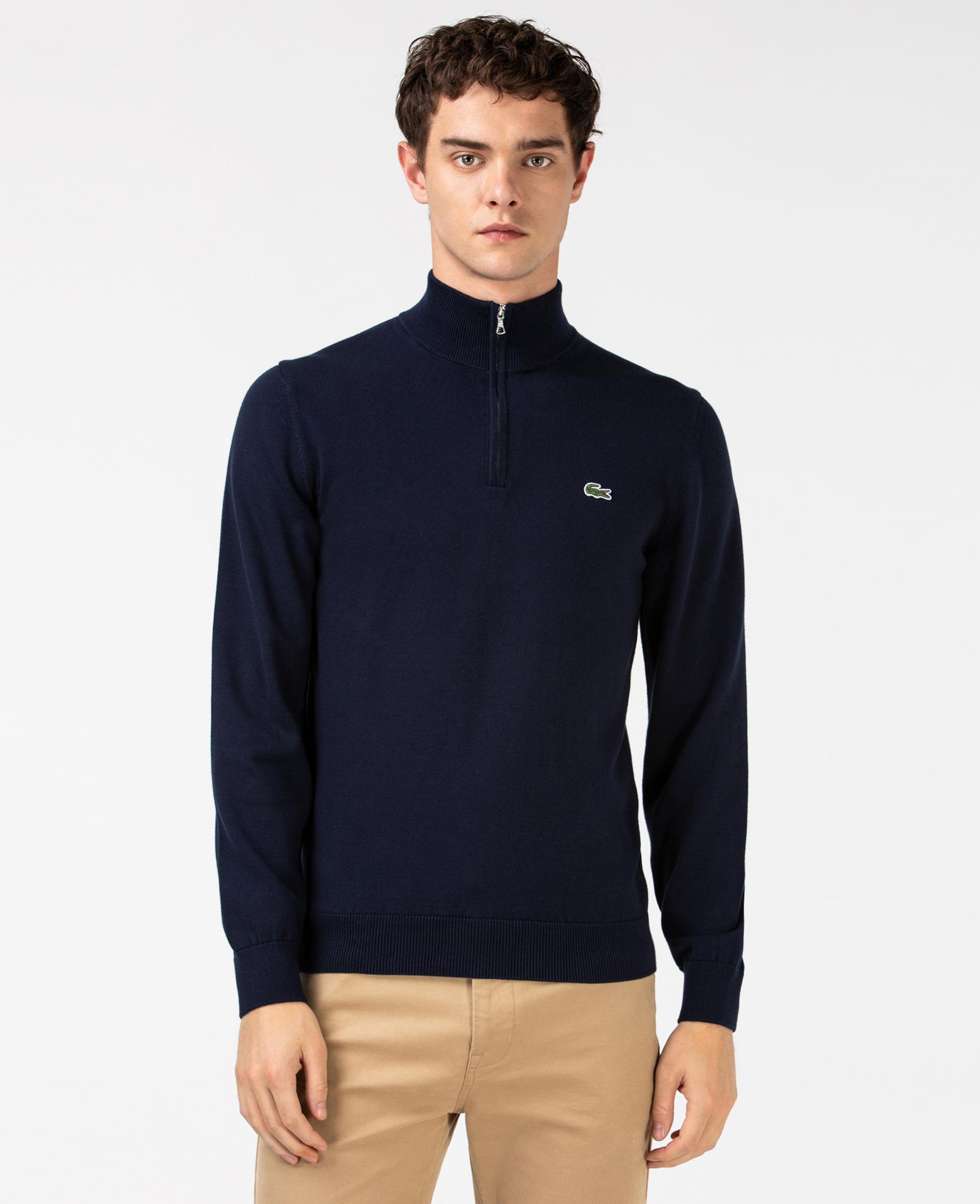 Lacoste Erkek Regular Fit Yarım Fermuarlı Lacivert Kazak